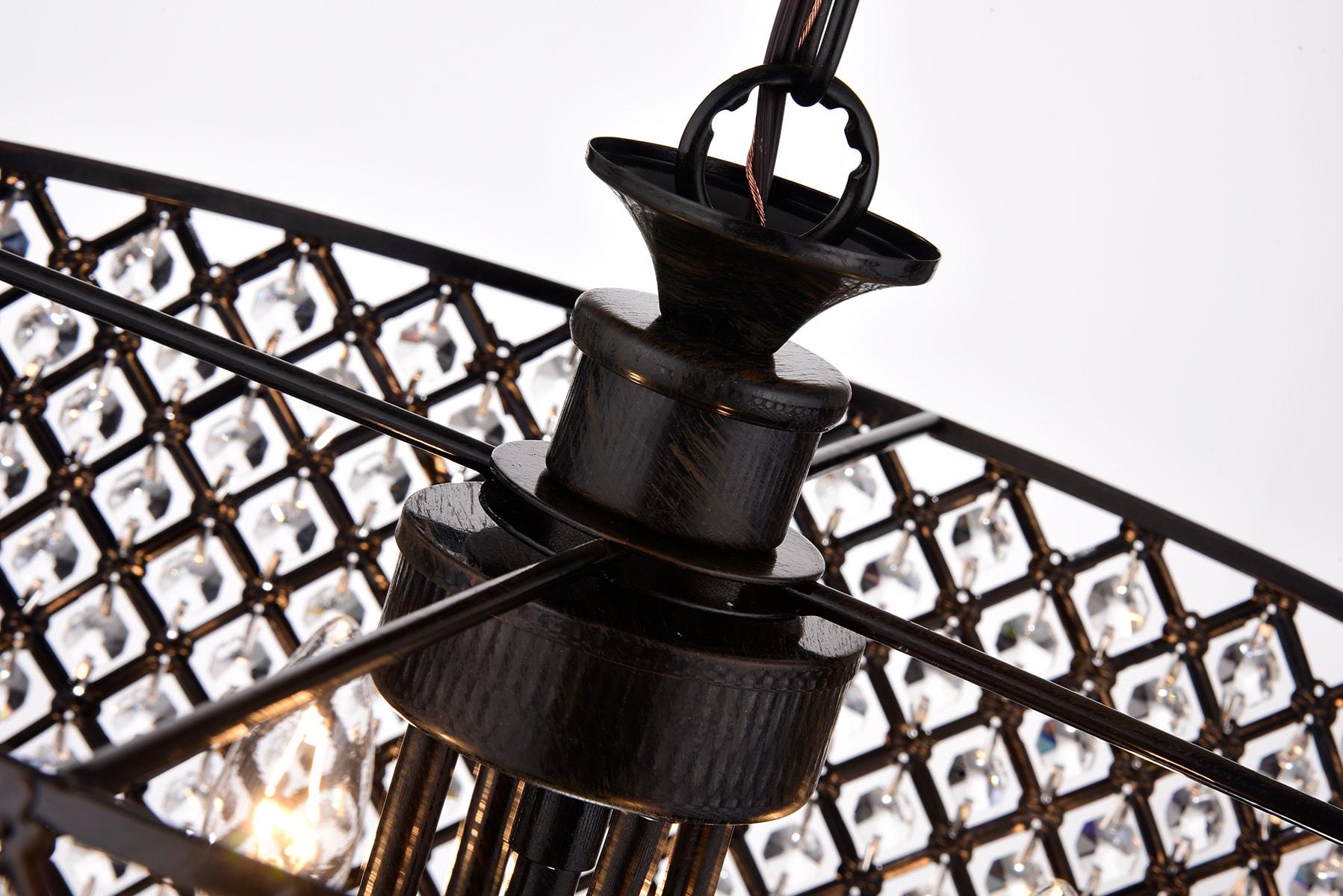 Antique Black Crystal Drum Shade 4-Light Chandelier