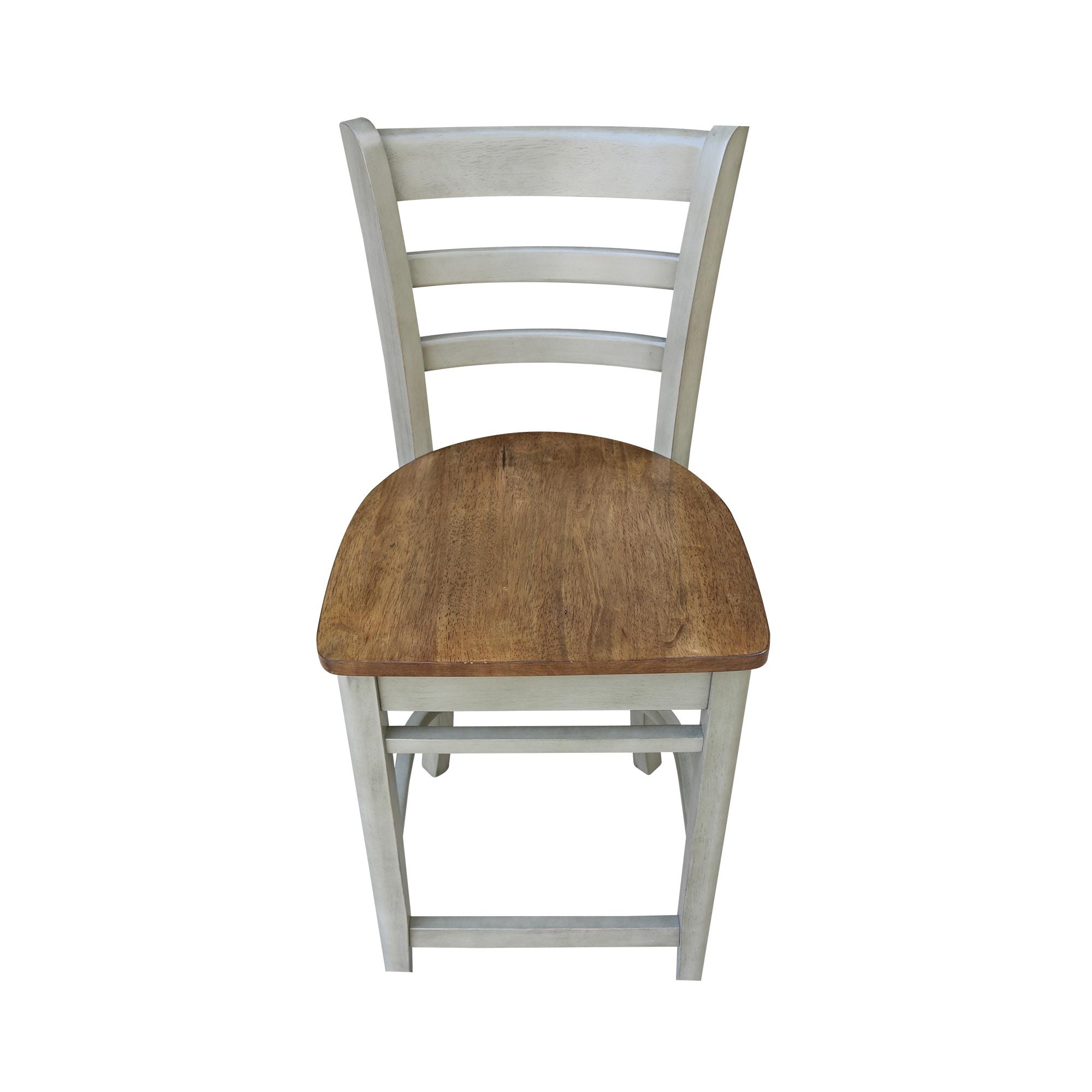 International Concepts Wood Emily Ladder Back Counter Height Stool - 24" Seat Height - Distressed Hickory/Stone