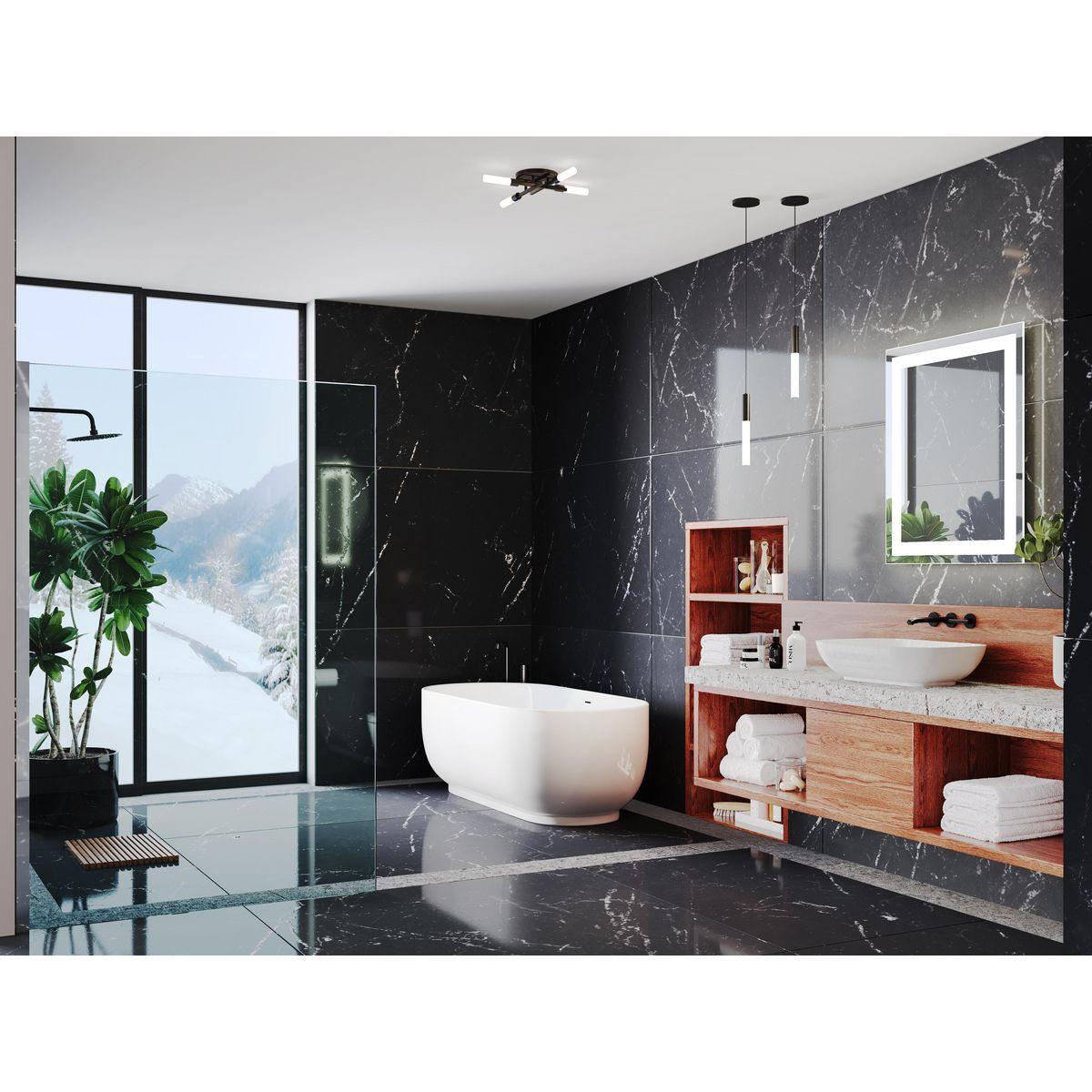 Progress Lighting Captarent 1-Light LED Illuminated Bathroom Mirror, White, Frosted LED Shade