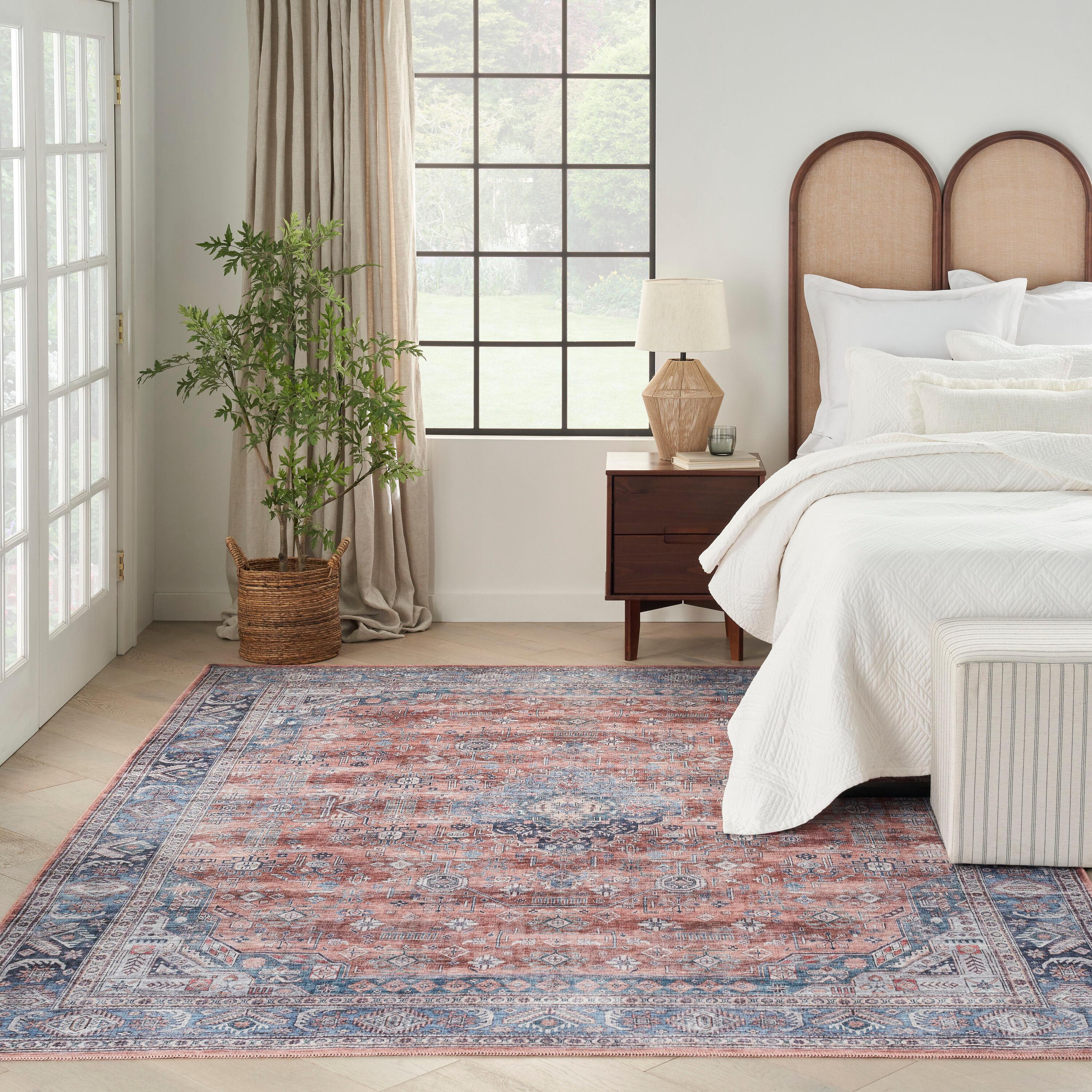 Nourison Washable Brilliance 7'10" x 9'10" Blue/Multi Vintage Indoor Rug
