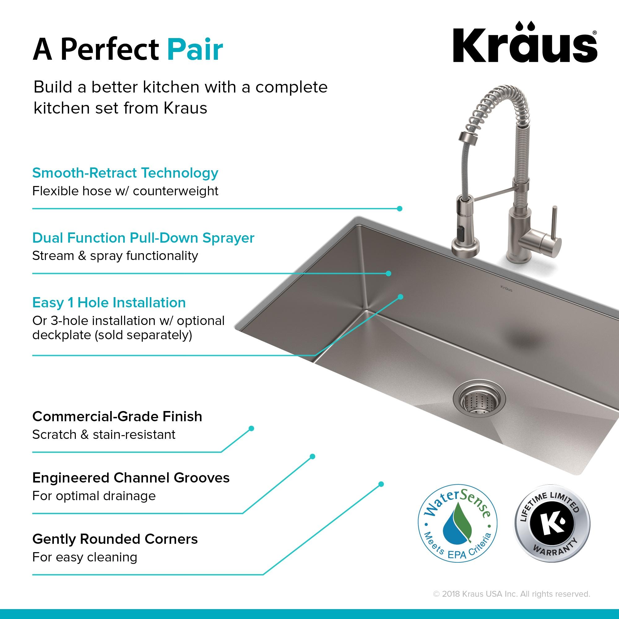 KRAUS 30-in Standart PRO Kitchen Sink Combo Set with Bolden Kitchen Faucet and Soap Dispenser