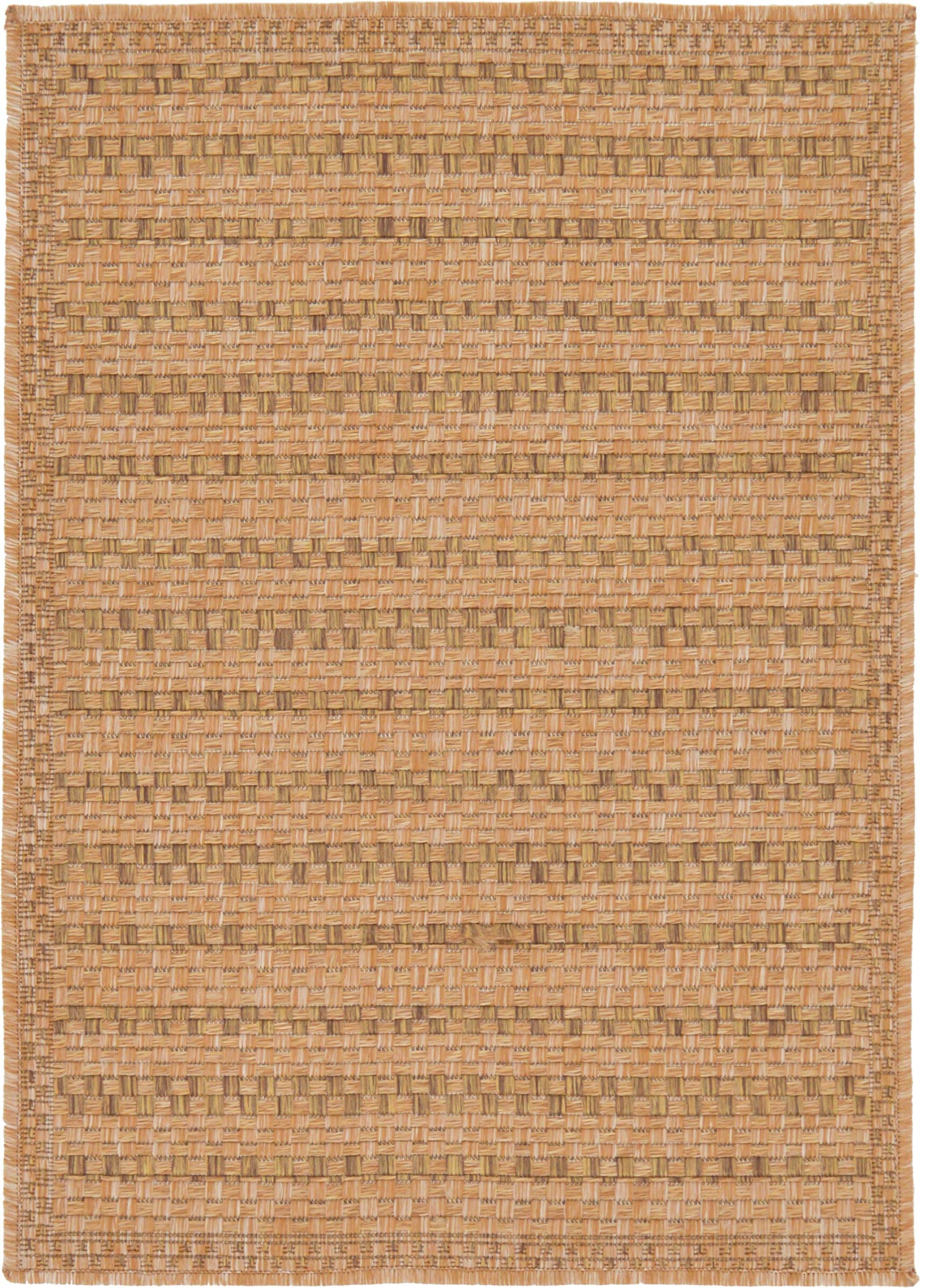 Unique Loom Outdoor Border Collection Area Rug - Checkered (2' 2" x 3' 1" Rectangle Light Brown)
