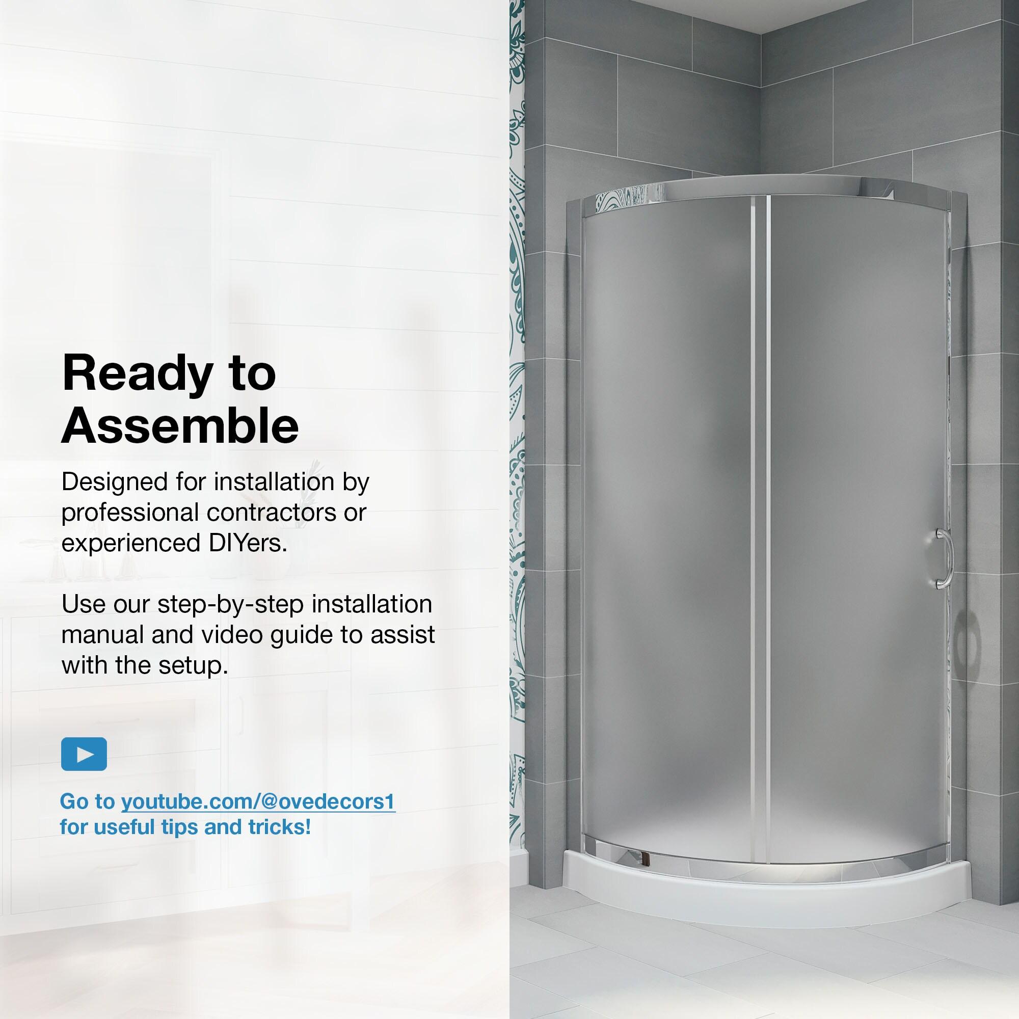 Ove Decors BREEZE 36" FROSTED GLASS KIT OVE Decors Breeze 40 in. Framed Round Shower Kit w/ Frosted Glass, Base in Chrome Finish