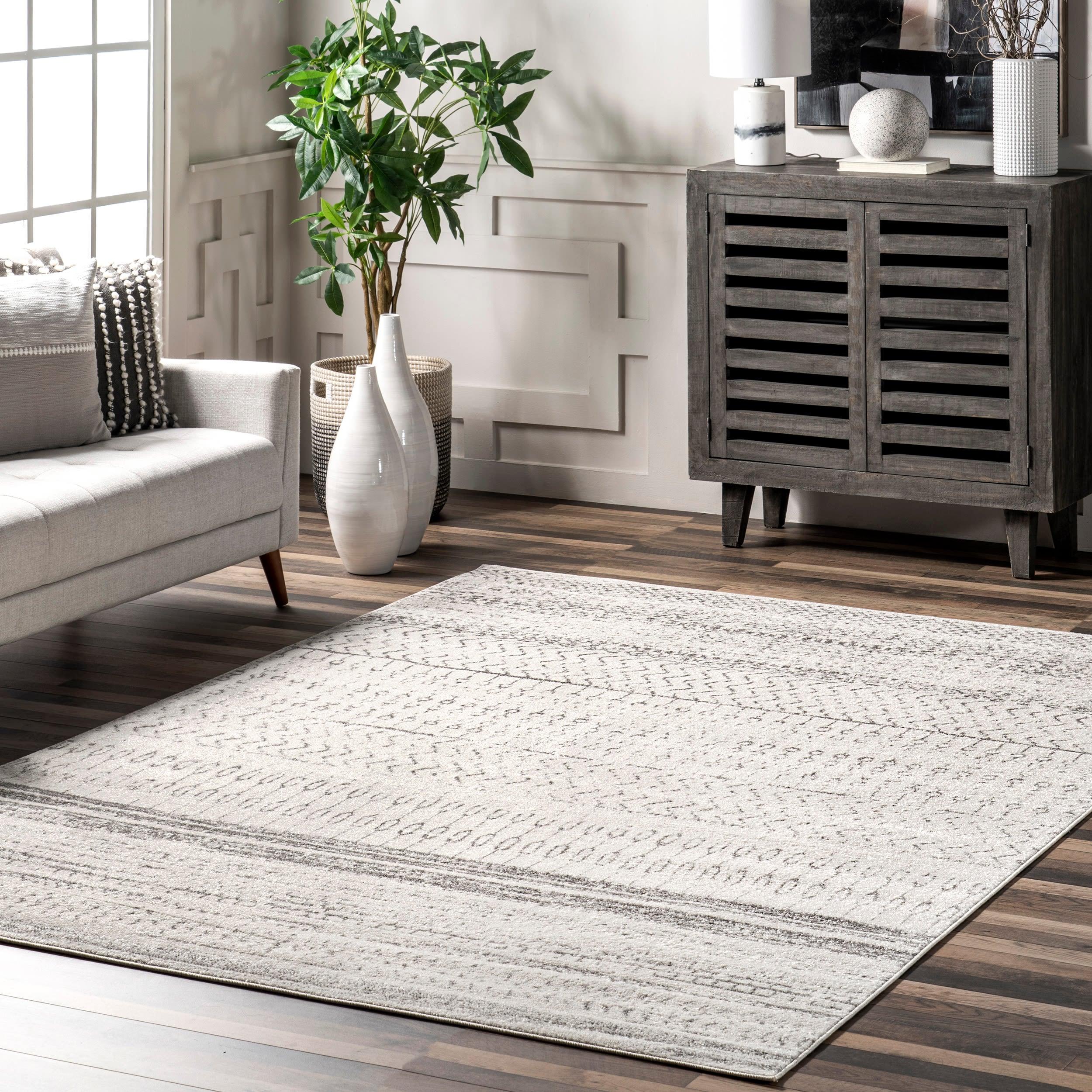 Nuloom Nova Striped 5x7 Indoor Area Rug for Living Room Bedroom Dining Room Kitchen, Grey/Off White