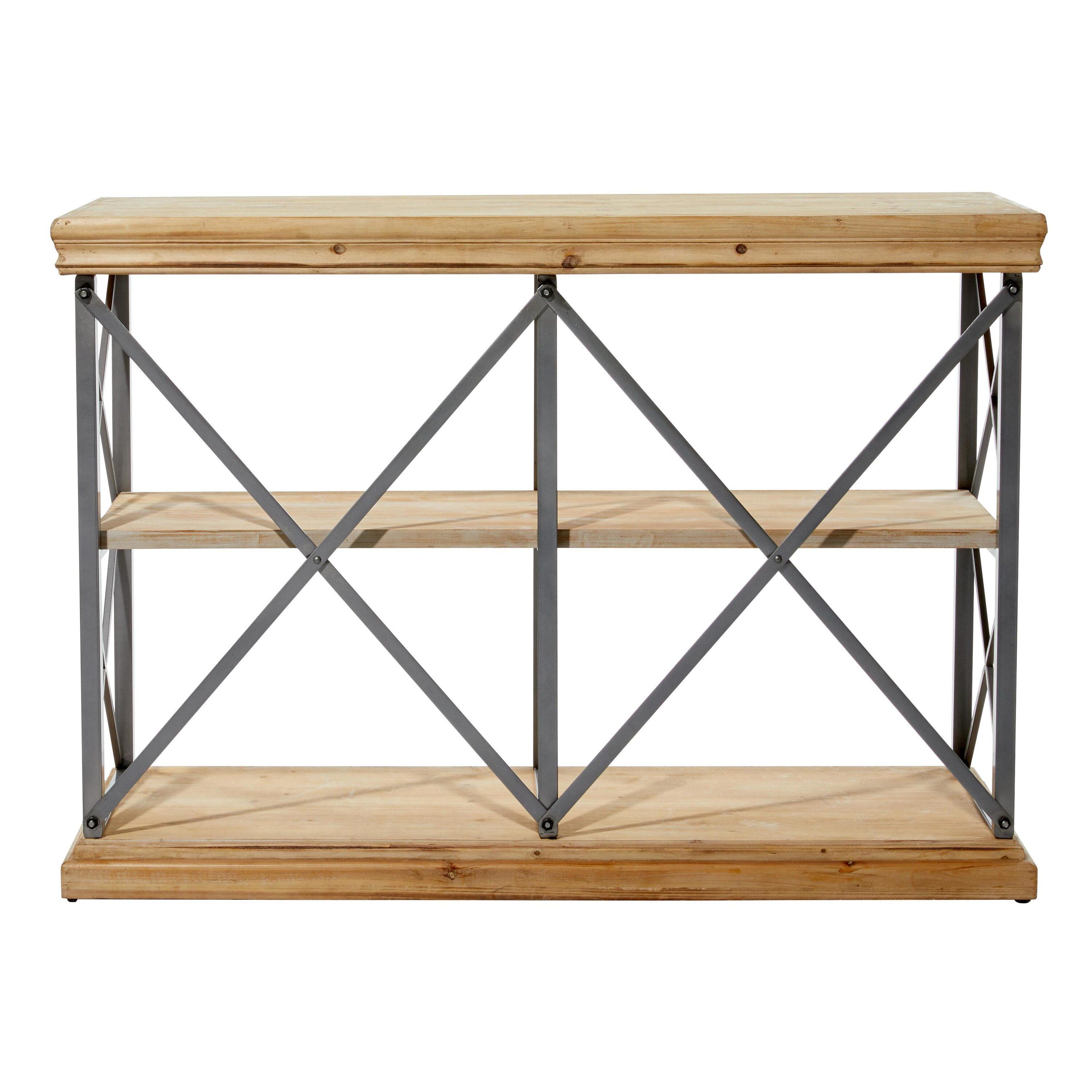 DecMode 48" x 34" Brown Wood 3-Tier Shelving Unit, 1-Piece