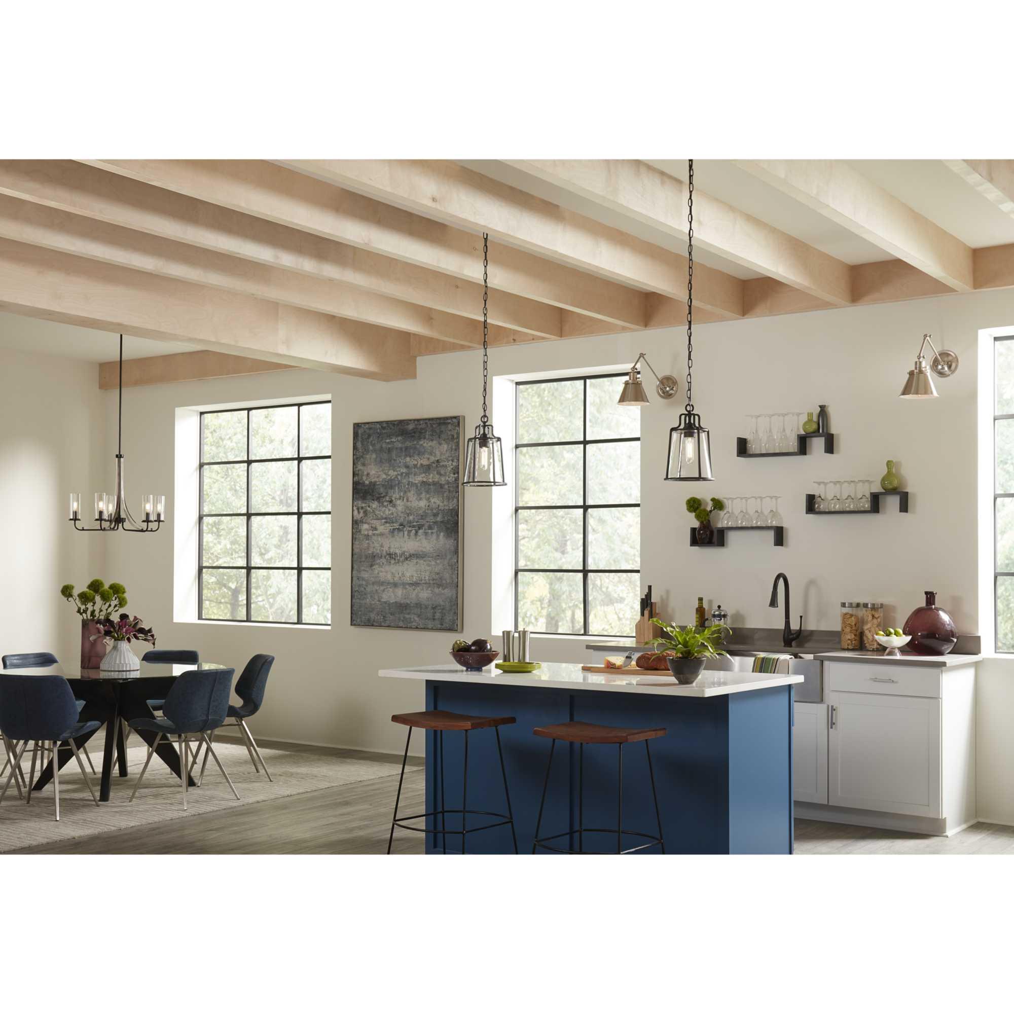 Progress Lighting Hinton 1-Light Swing Arm Wall Bracket, Brushed Nickel, Metal Shade
