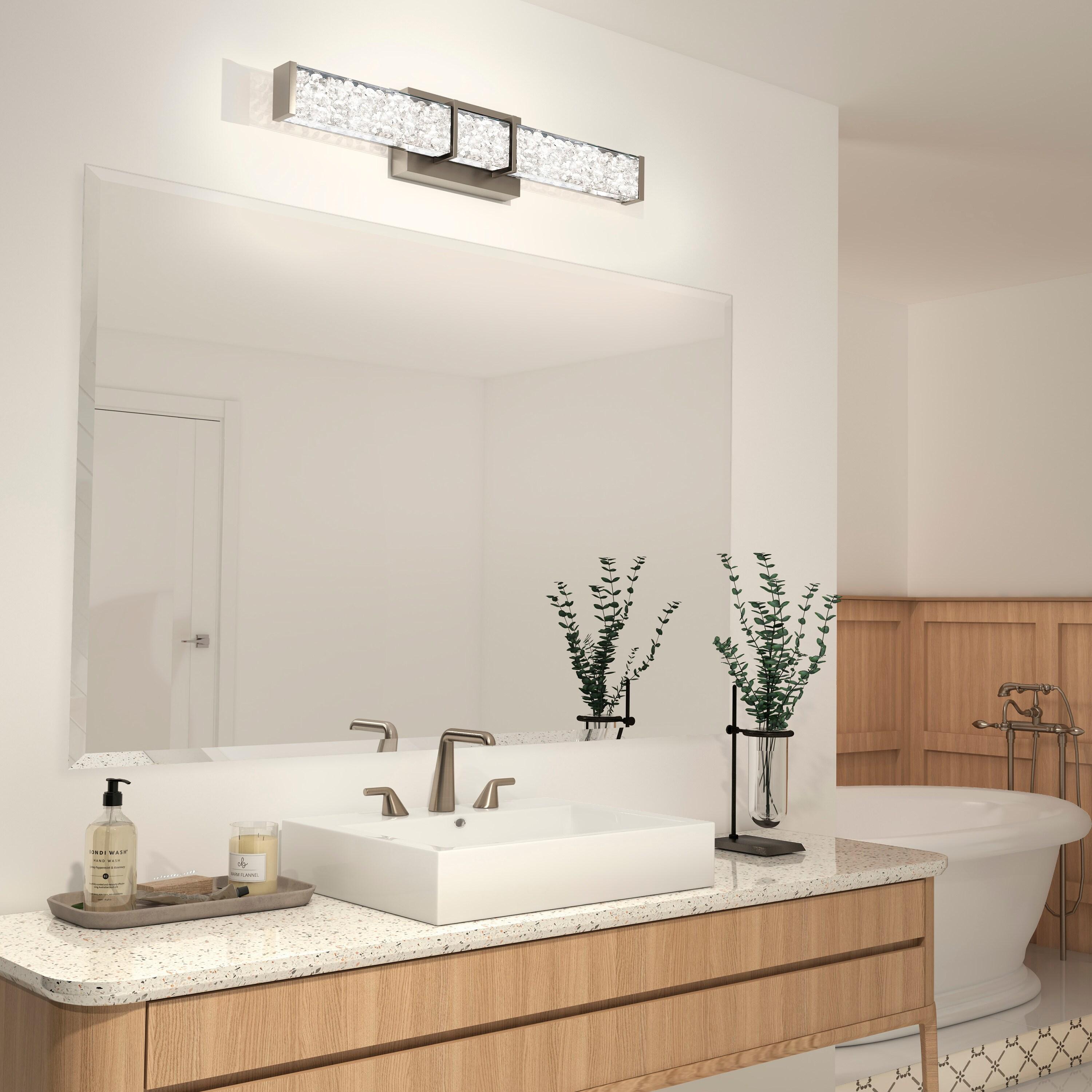 Artika Riviera 27 in. 1-Light Chrome Modern Integrated LED Vanity Light Bar for Bathroom with Crystals
