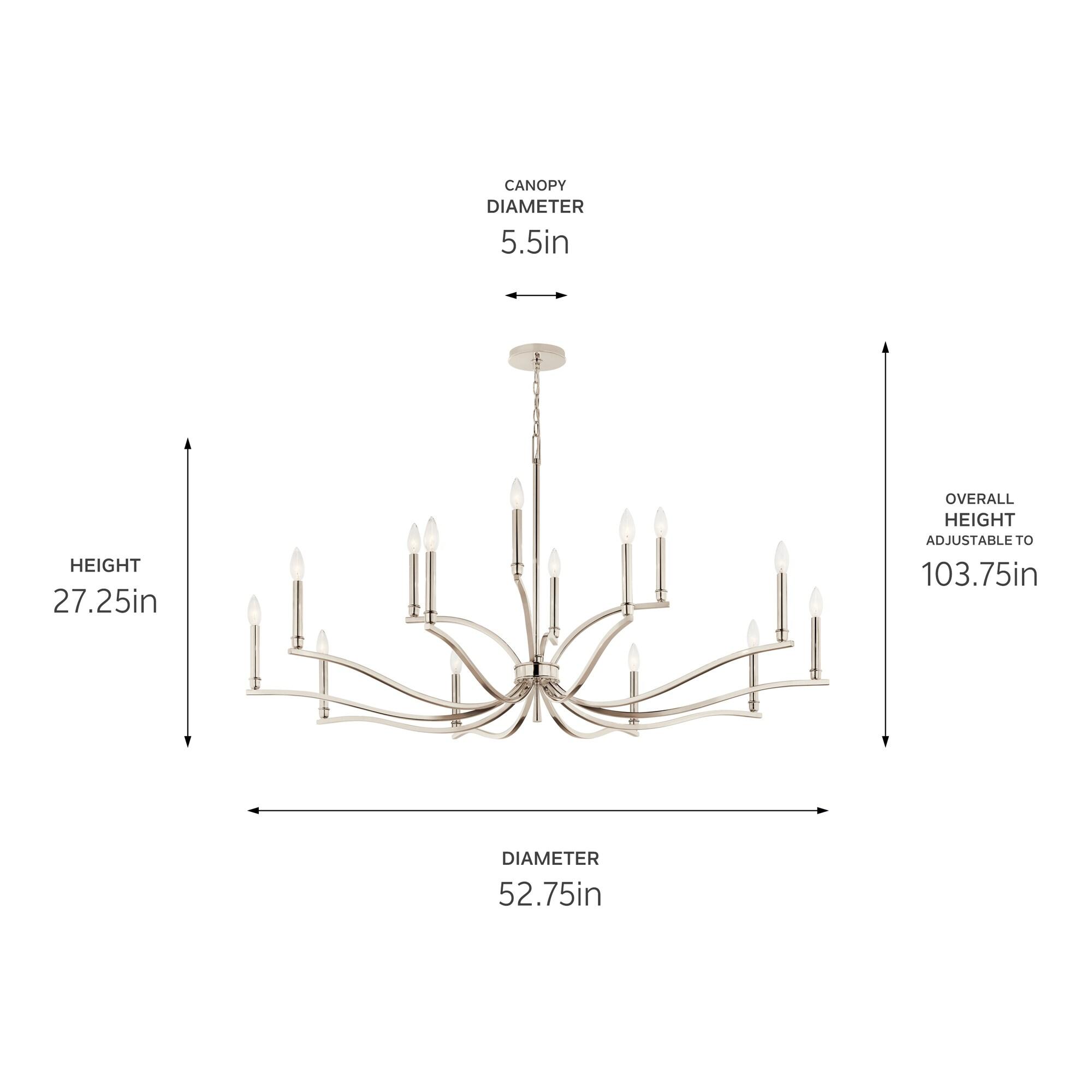 Kichler 52698 Malene 14 Light 53" Wide Taper Candle Style Chandelier - Nickel