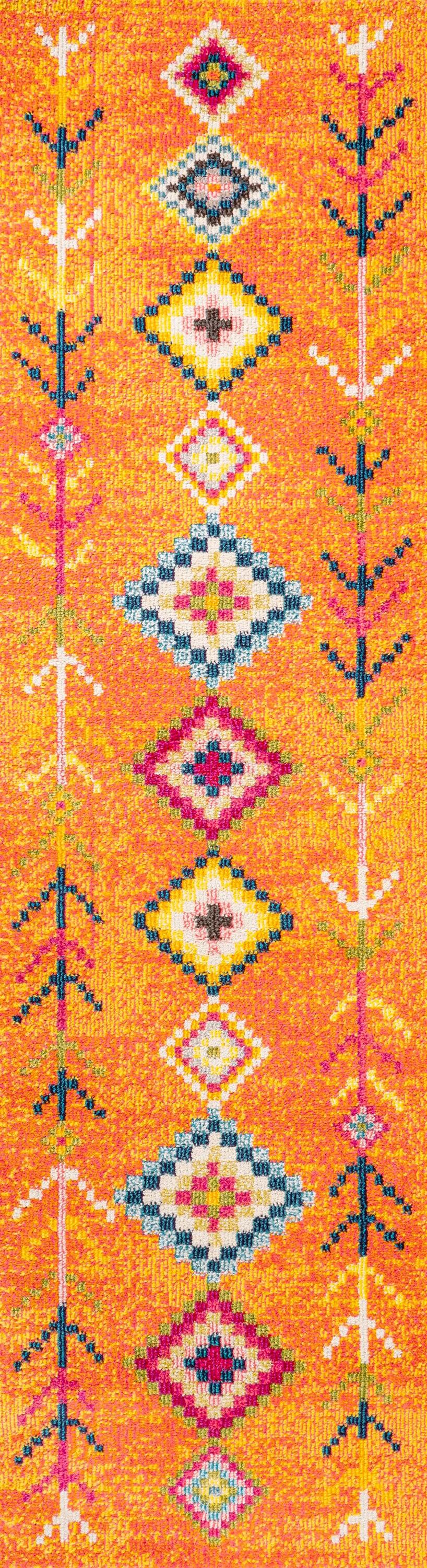 JONATHAN Y Love Geometric Orange/Multi 2 ft. x 8 ft. Runner Rug