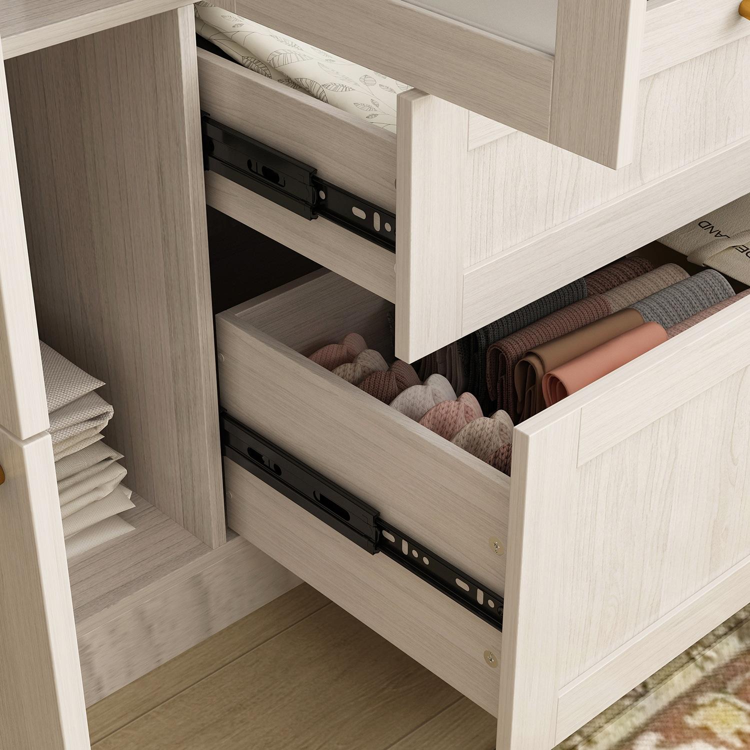 FUFU&GAGA Modern Simple Wardrobe Frosted Glass Door Combination Clothes Storage Cabinet Armoire
