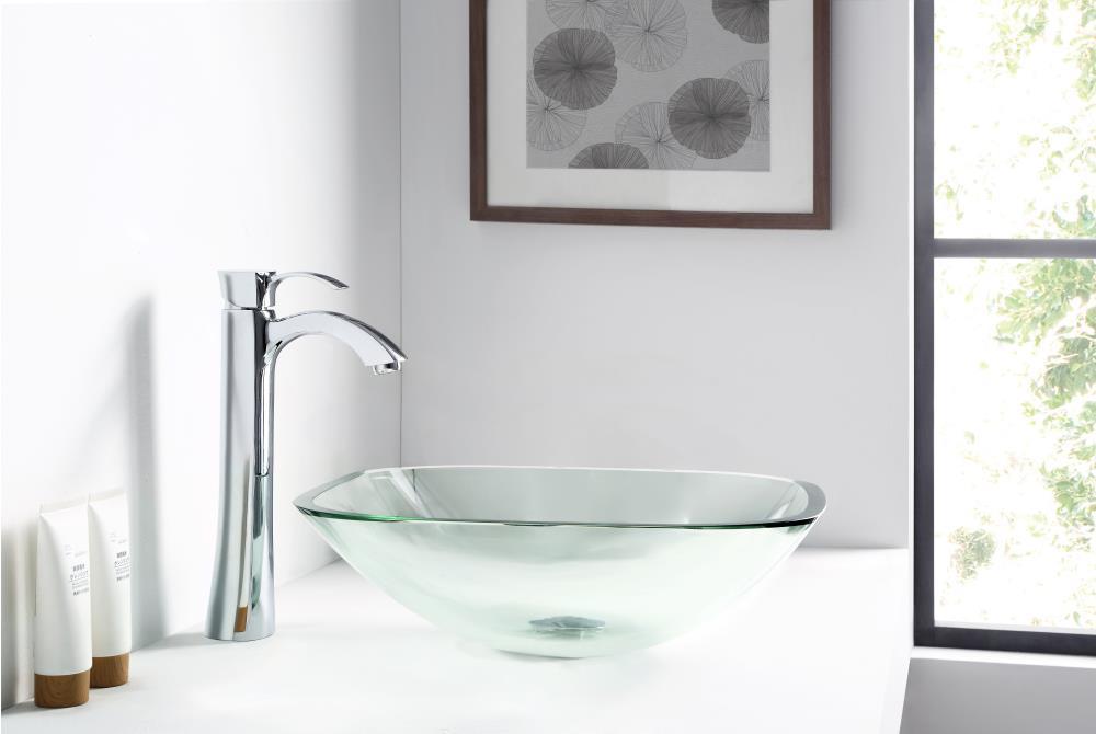 ANZZI Cadenza 16.5'' White Tempered Glass Circular Bathroom Sink