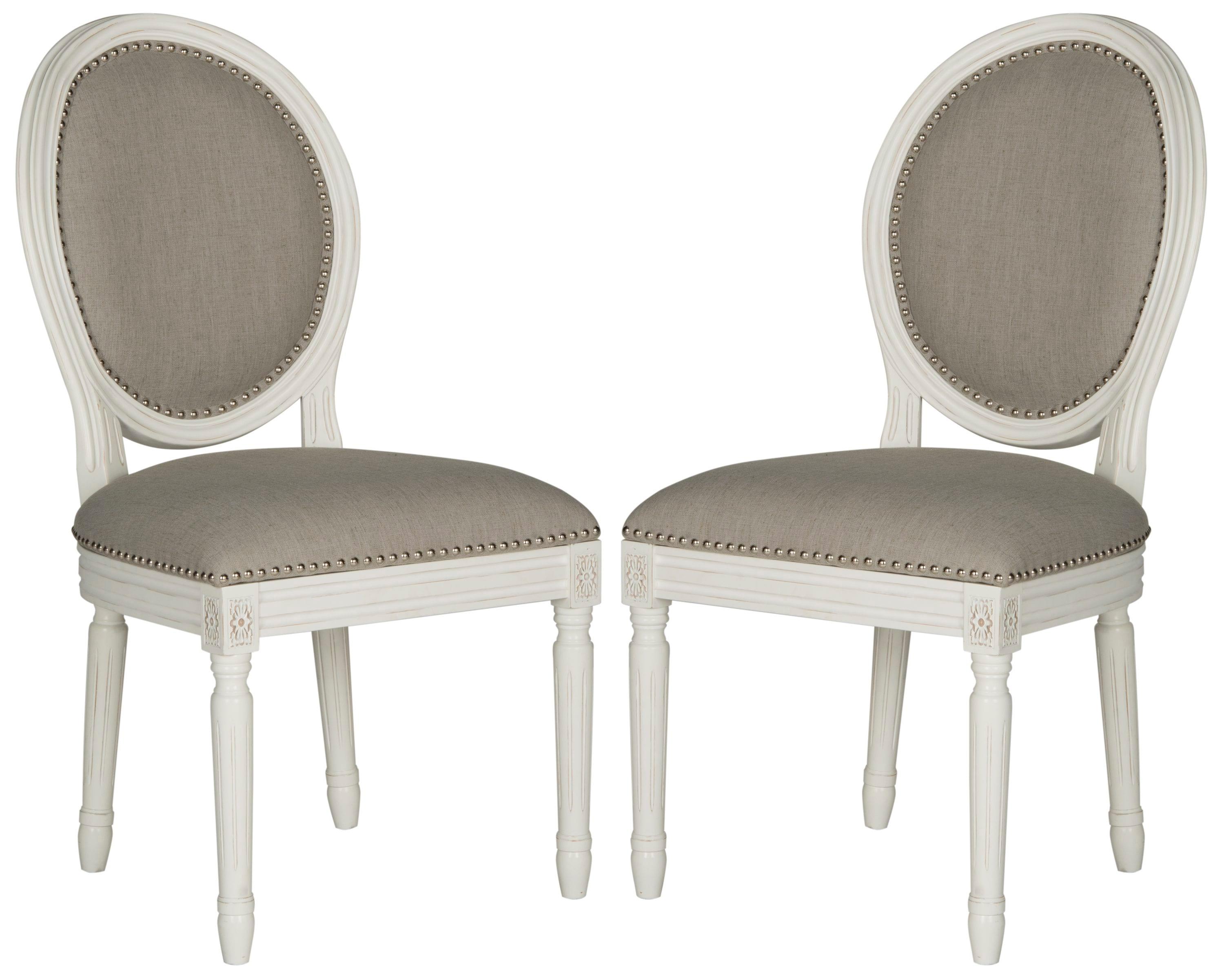 Holloway 19''H French Brasserie Oval Side Chair (Set of 2) - Light Grey/Cream - Safavieh
