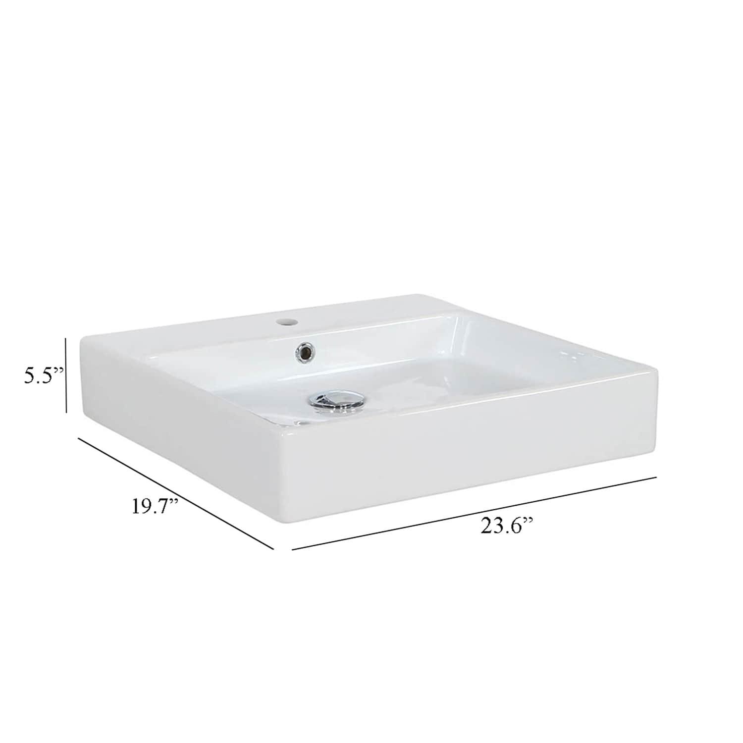 Simple 60.50A.01 Wall Mount/Vessel Bathroom Sink in Ceramic White with One Faucet Hole