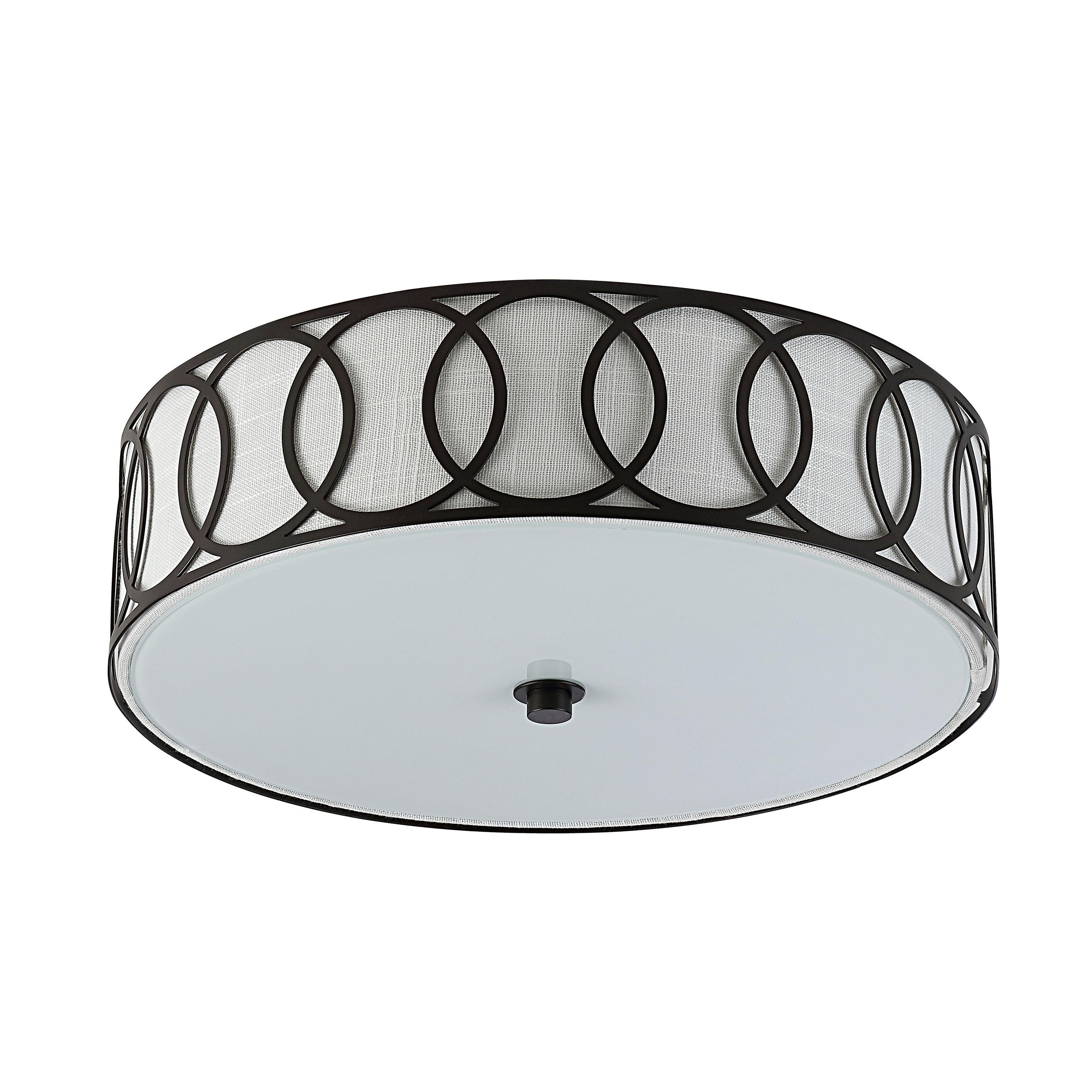 Aubrey 3-Light 15.5" Metal LED Flush Mount, Oil Rubbed Bronze