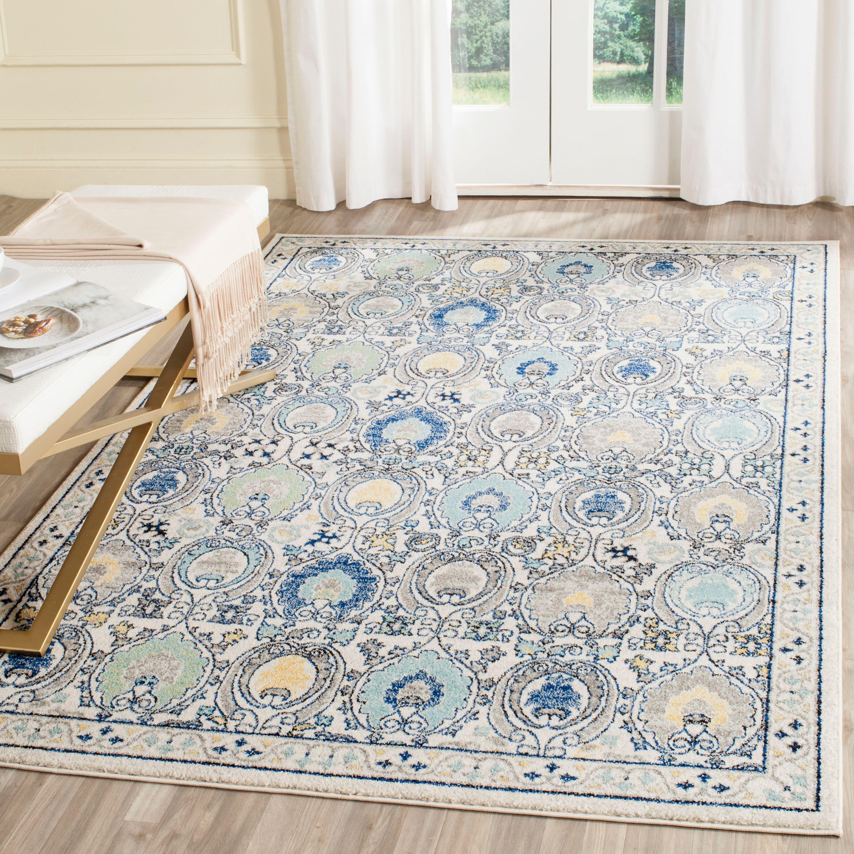 Evoke EVK251 Power Loomed Area Rug - Ivory/Grey - 6'7"x9' - Safavieh.