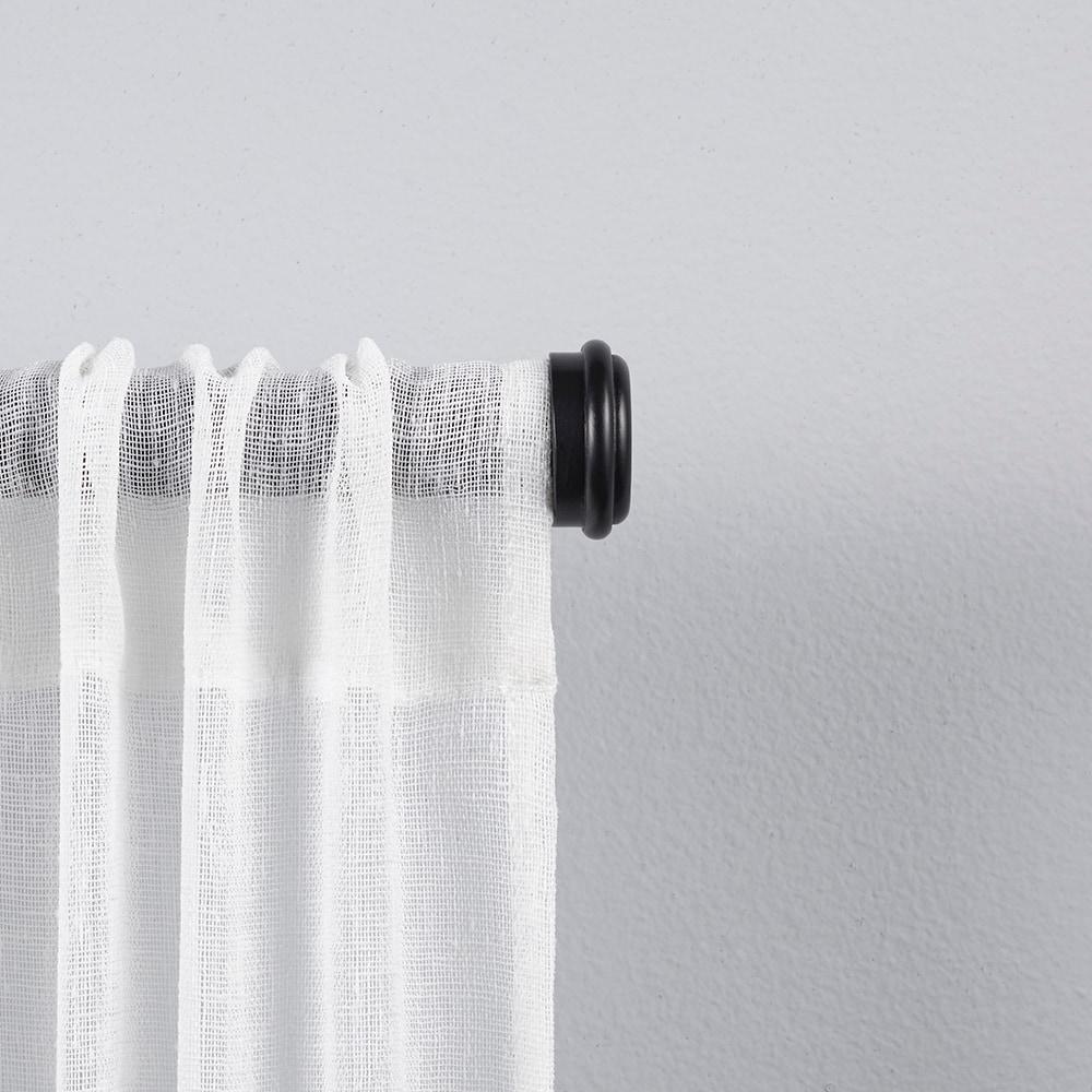 EXCLUSIVE HOME Topper 1" Curtain Rod and Coordinating Finial Set, Matte Black, Adjustable 66"-120"