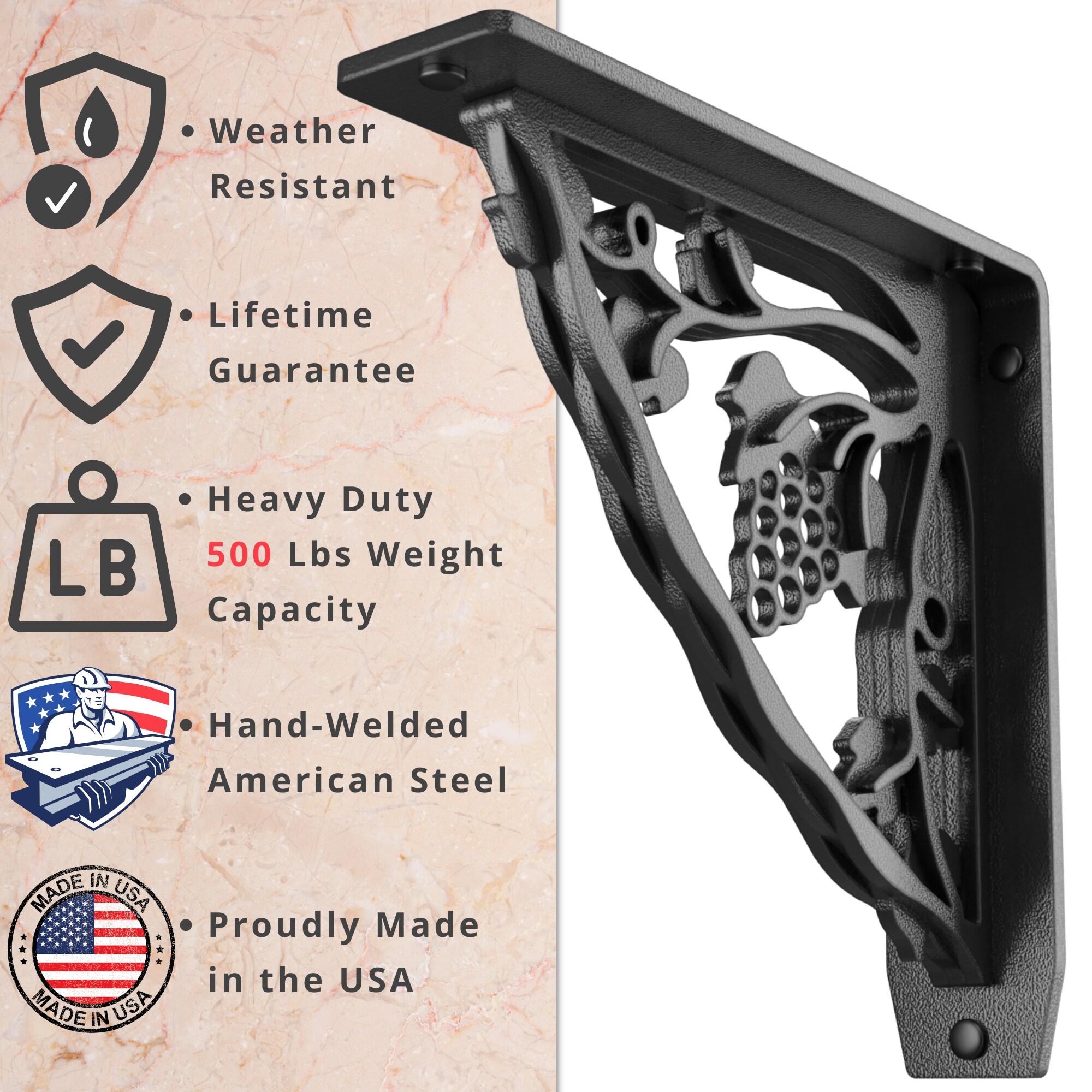 MADEIRA HEAVY DUTY STEEL FIREPLACE MANTEL BRACKETS, FLOATING SHELF, COUNTERTOP SUPPORT - HAND WELDED - 8" x 8" x 2"