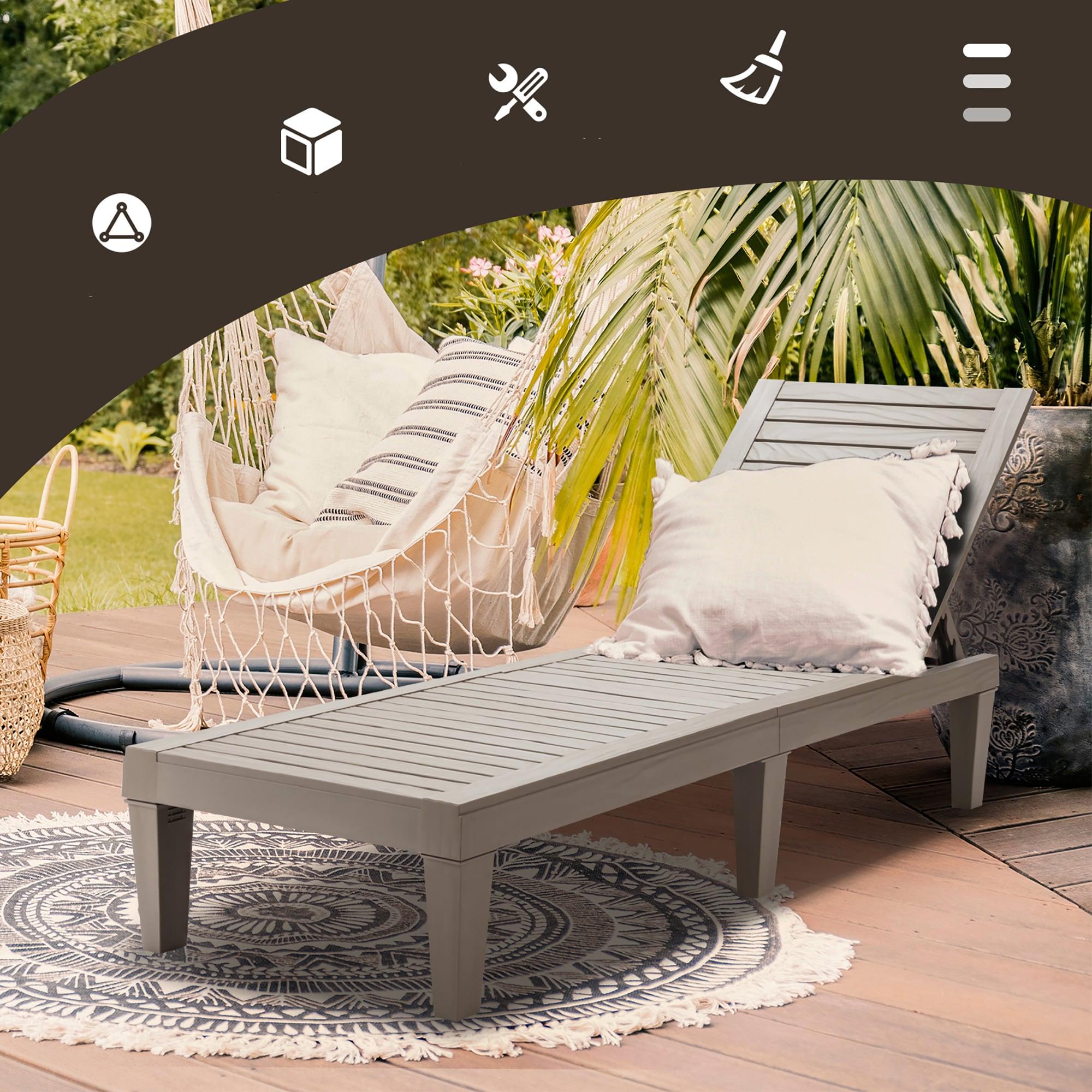 Topcobe Silla Reclinable de Exterior con Respaldo Ajustable en 5 Posiciones, Muebles para Terraza de Piscina, Marrón