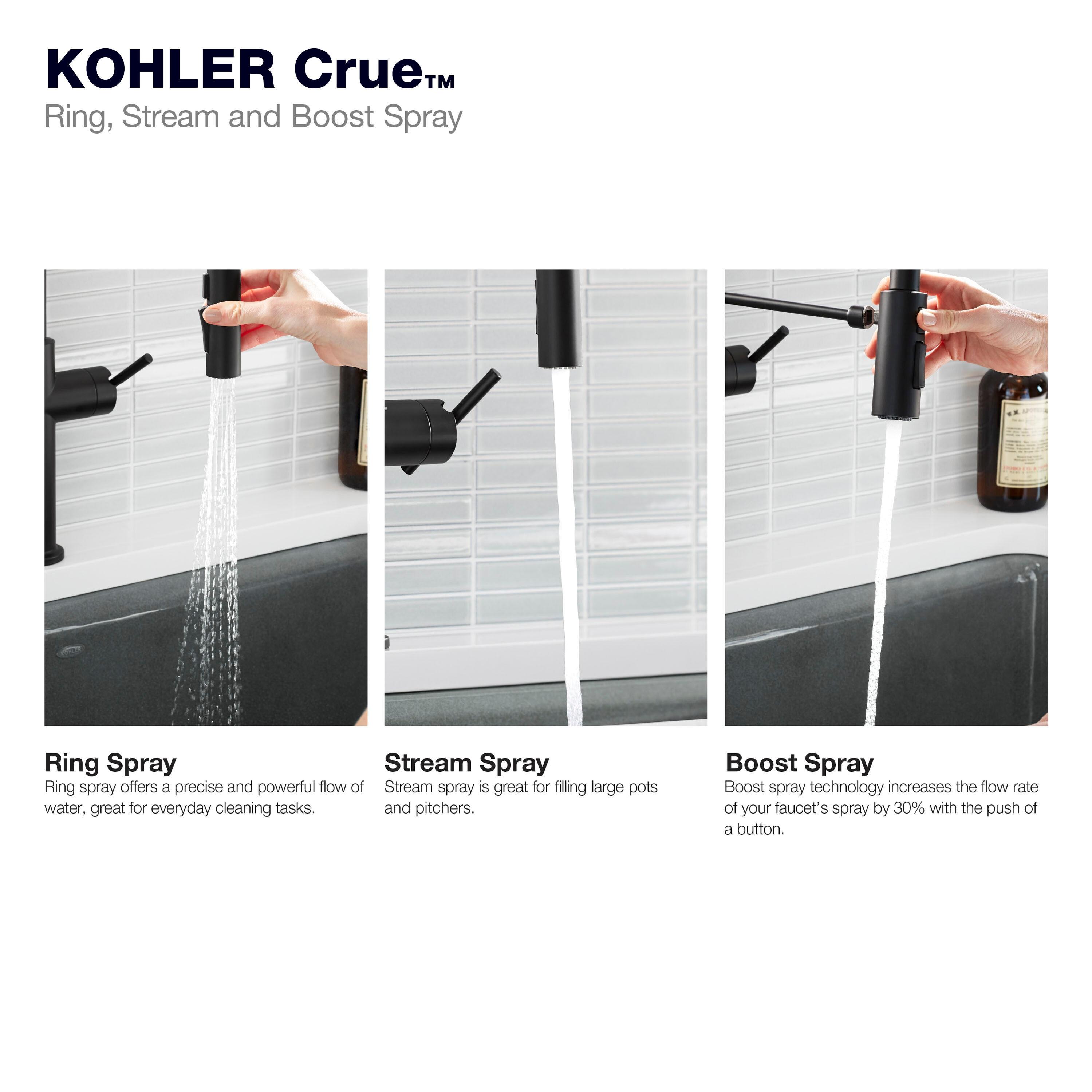 Kohler Crue Single Handle Pull Down Kitchen Faucet with Three-Function Pull Down Sprayer