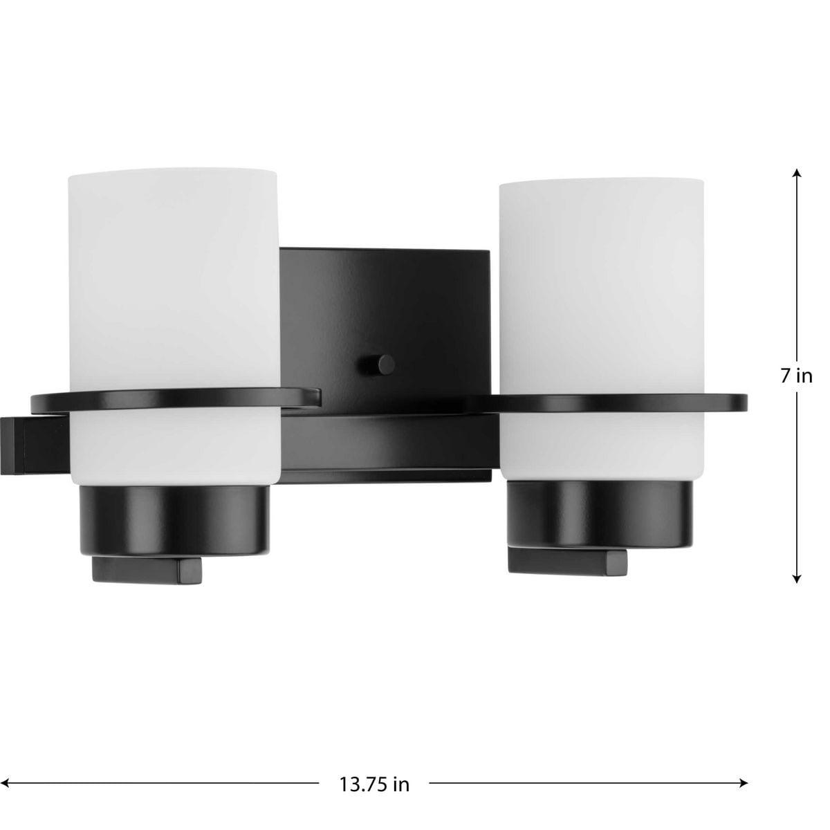 Progress Lighting Reiss Collection 2-Light Vanity Light in Matte Black with White Glass Shade