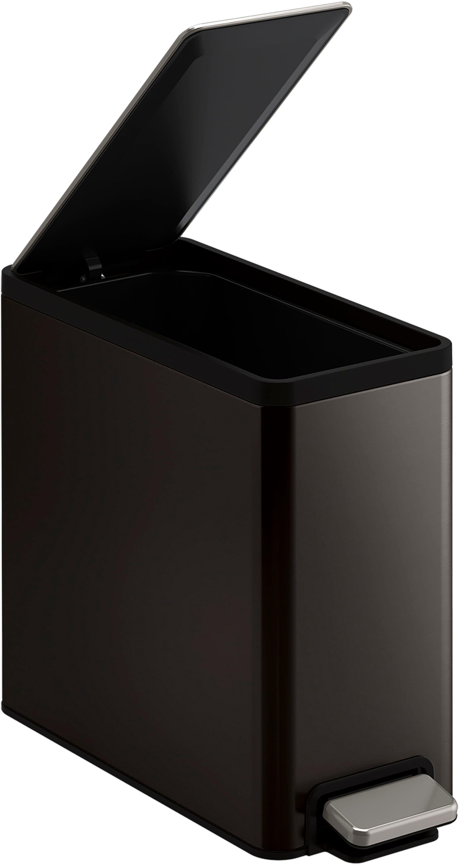 Reset 2.5-Gallon Bathroom Trash Can, Slim Stainless Steel Step Trash Can with Quiet-Close Lid