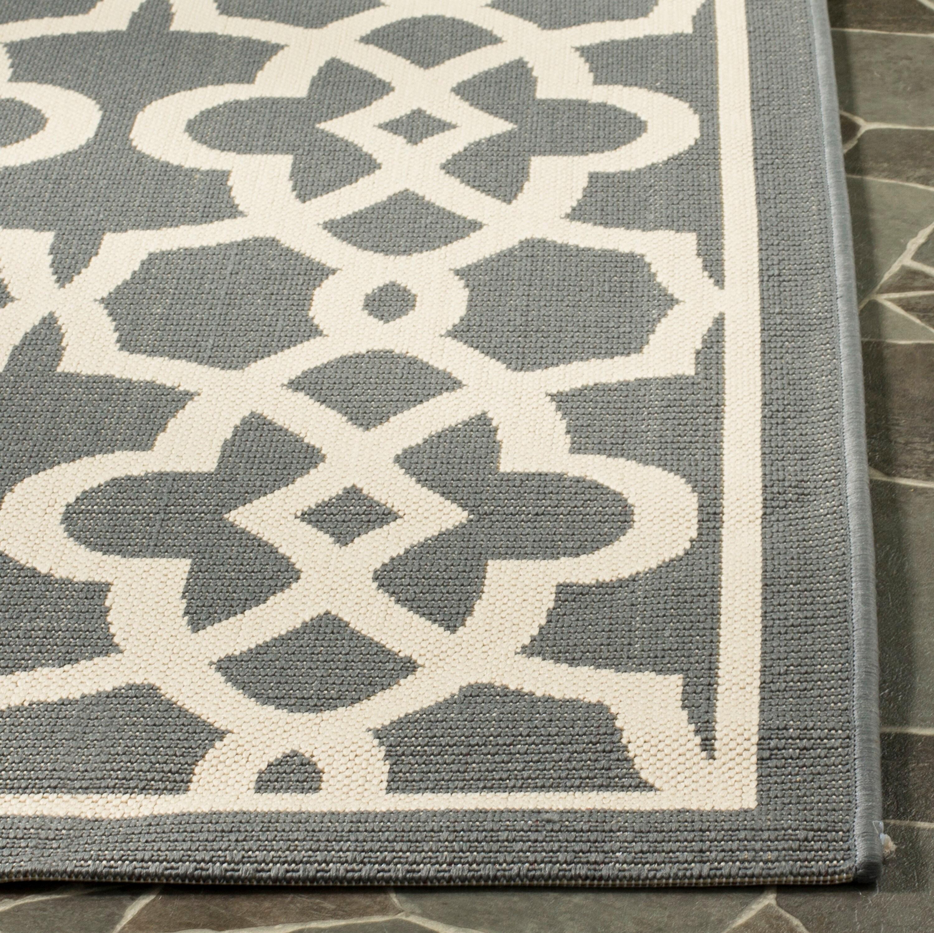 SAFAVIEH Courtyard Carlos Oriental Indoor/Outdoor Area Rug, Grey/Beige, 2'7" x 5'