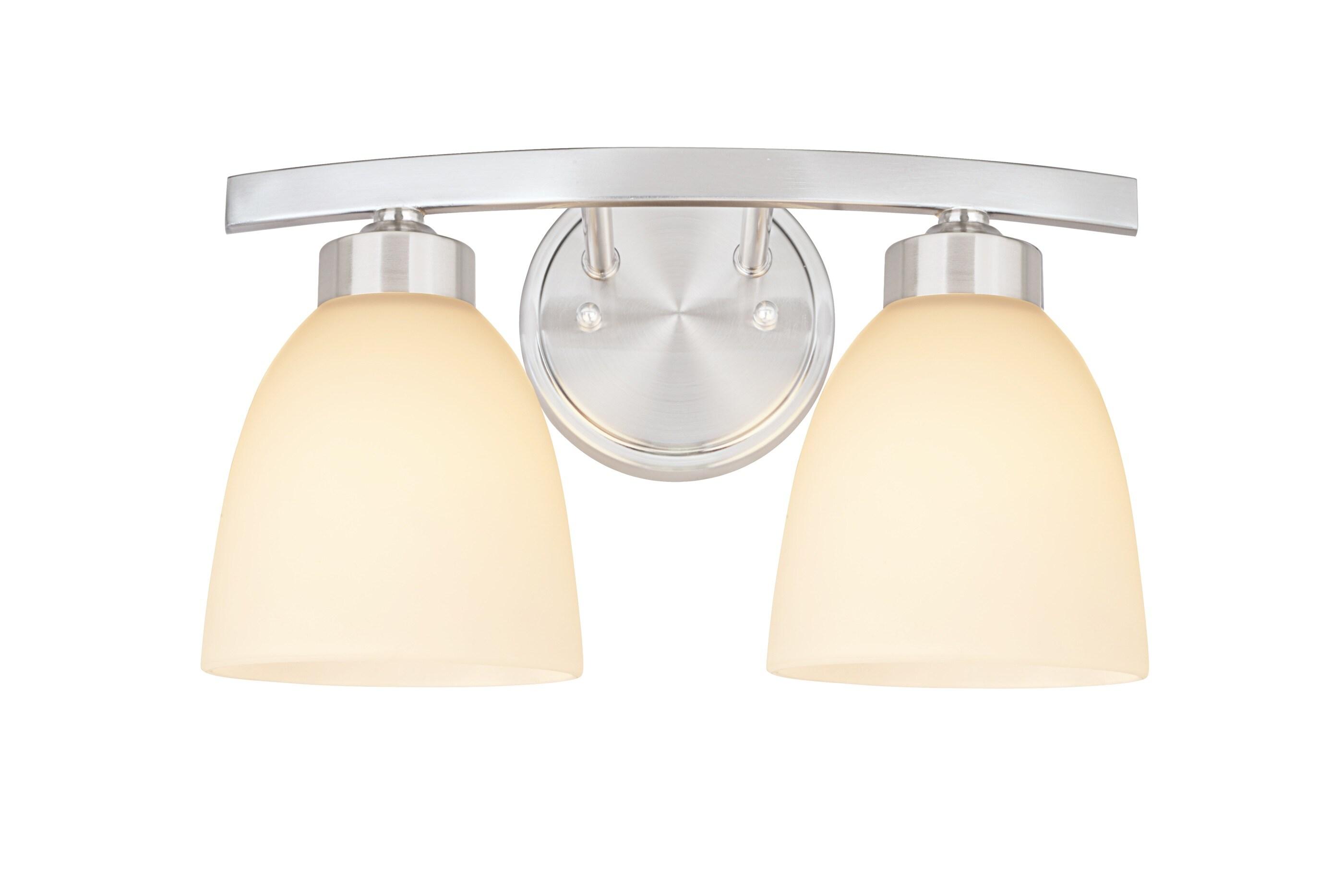 Satin Nickel Frosted Glass 2-Light Vanity Fixture