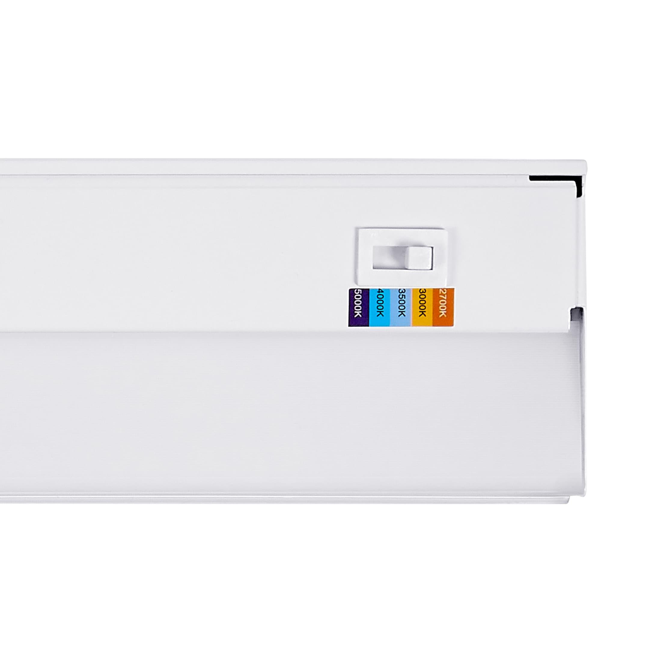 Maxxima 18 in. Hardwired LED Under Cabinet Light - 750 Lumens, 5 CCT, Color Temperature Slide Control, 2700K - 5000K, Kitchen and Indoor Lighting Fixture, White, On/Off Switch, ETL Listed