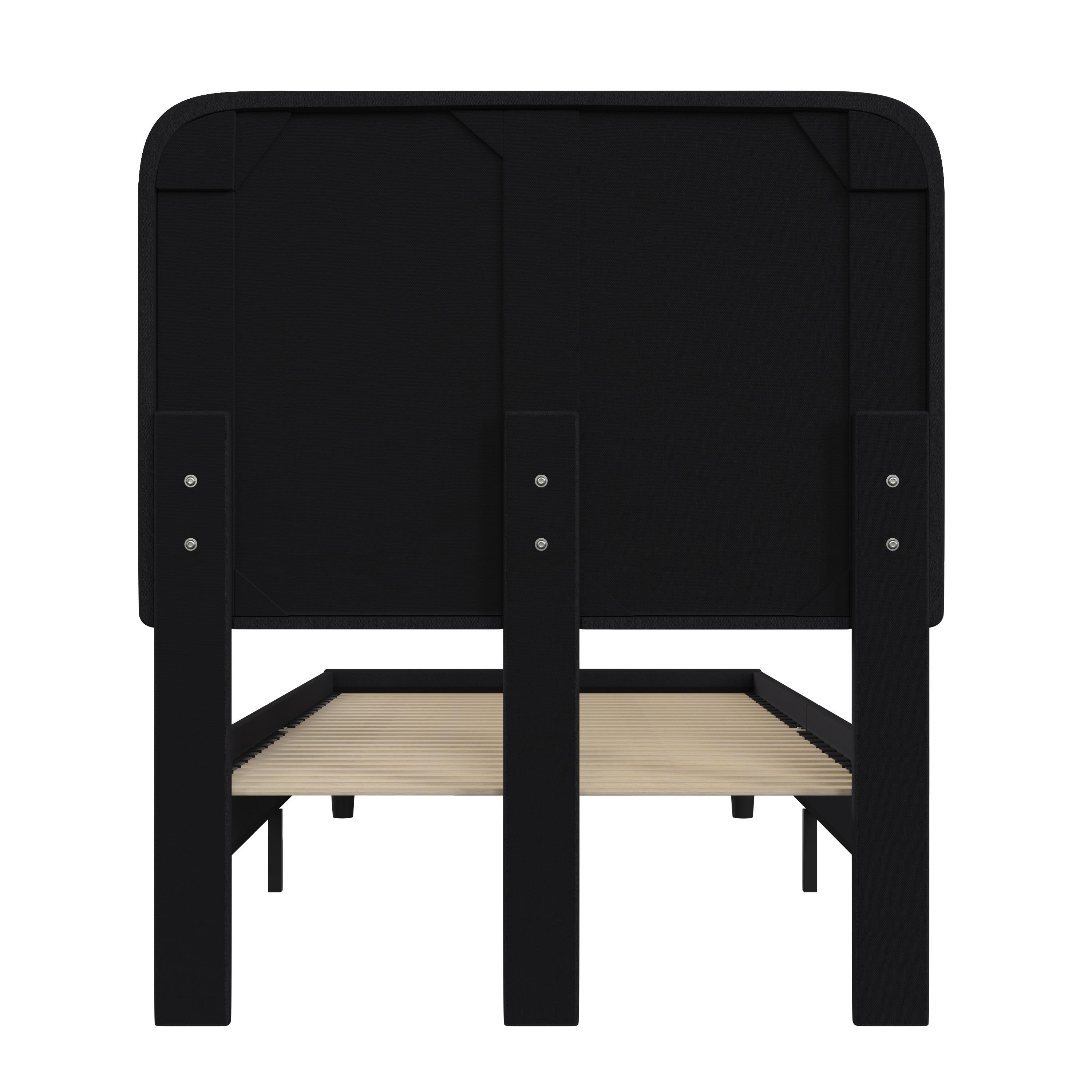 Flash Furniture Addison Charcoal Twin Fabric Upholstered Platform Bed - Headboard with Rounded Edges - No Box Spring or Foundation Needed