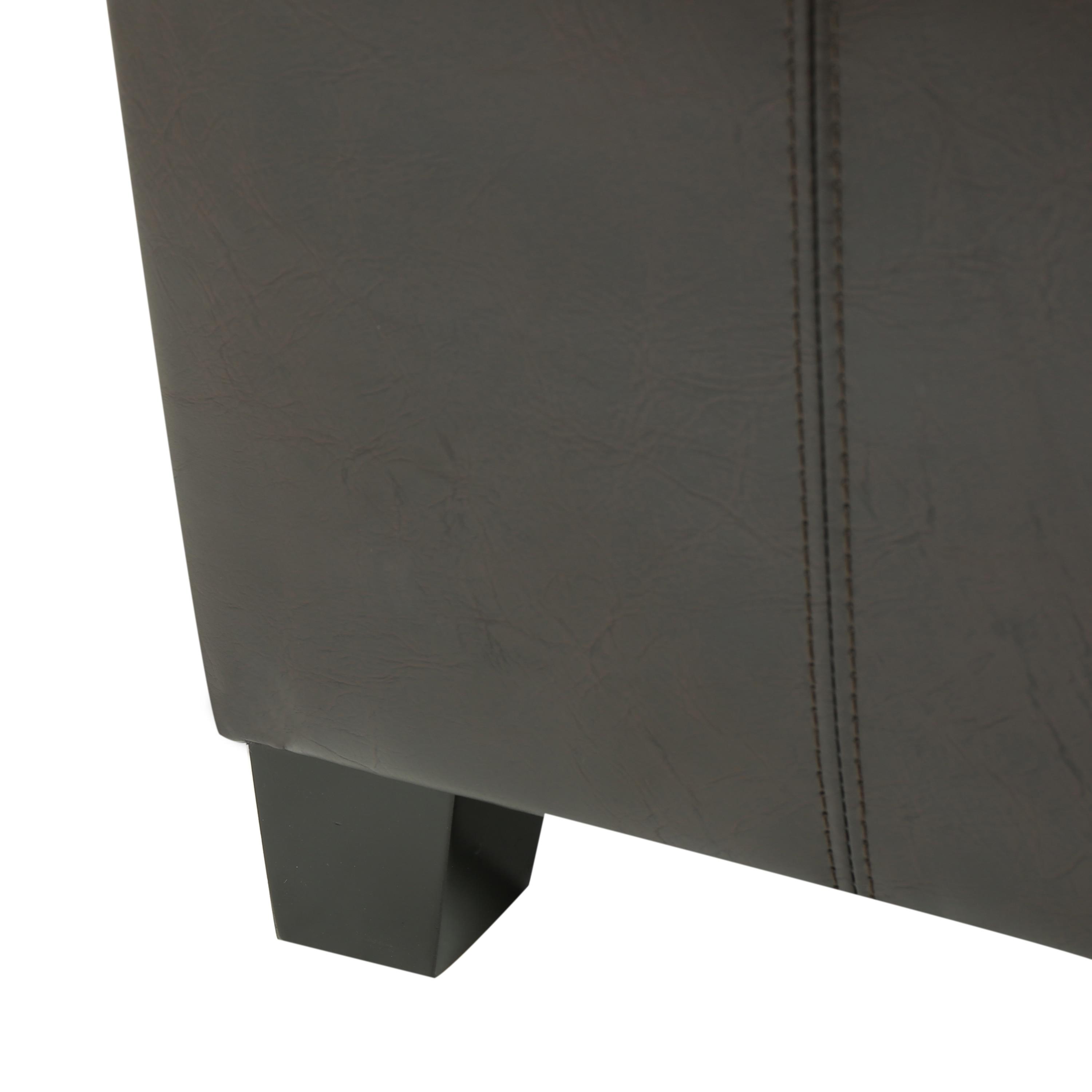 Mansfield Faux Leather Tray Top Storage Ottoman - Brown - Christopher Knight Home: Square Upholstered Bench with Wood Frame