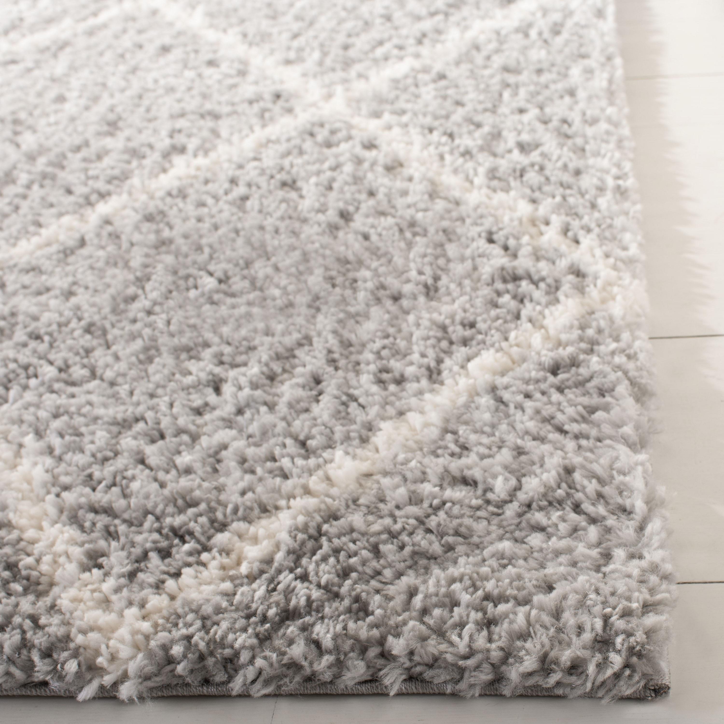 Parma Shag PMA515 Power Loomed Indoor Runner Rug - 2'3"x11' - Grey/Cream - Safavieh