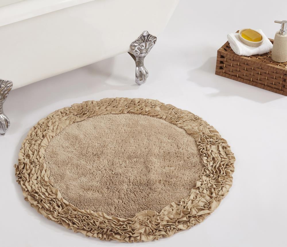 Better Trends 30'' x 30'' Round Shape Bathroom Rug with Non Slip Backing 100% Cotton Water Absorbent, Machine Washable, (Beige) Shaggy Border Collection