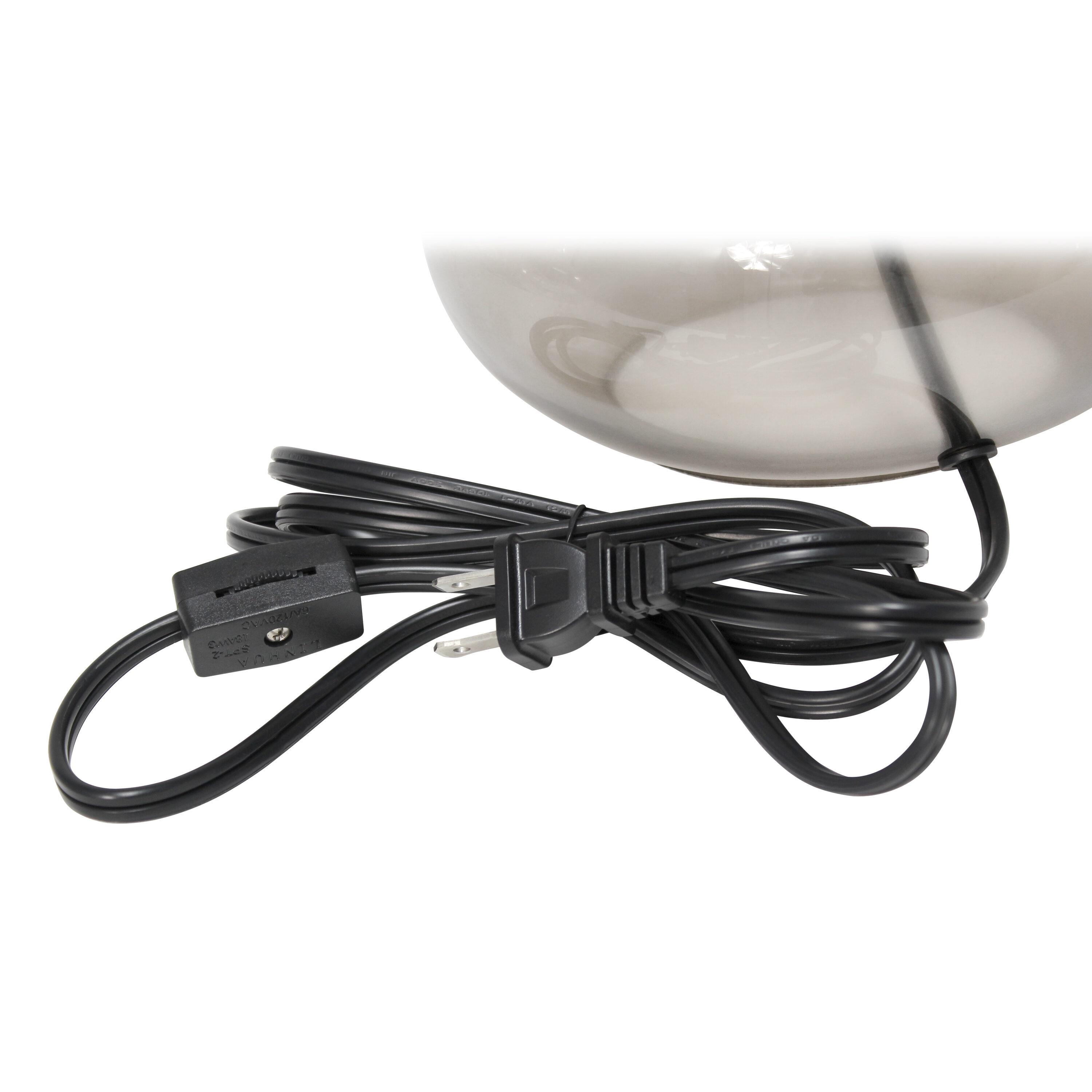 Glass Raindrop Table Lamp with Fabric Shade Gray - Simple Designs: Modern Accent for Bedroom, Office