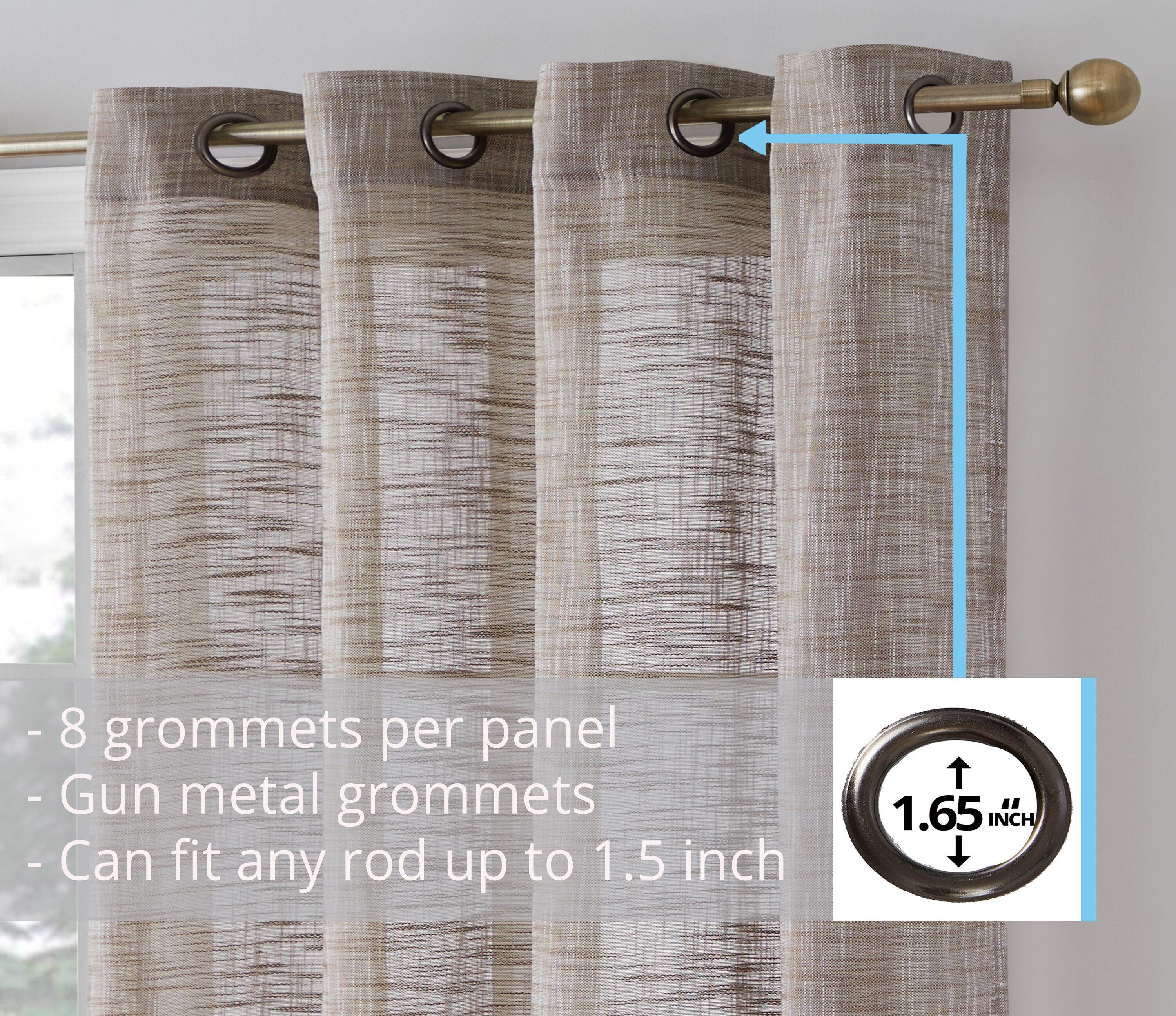 THD Harley Faux Linen Textured Semi Sheer Sun Light Filtering Window Grommet Curtain Panels, 2 Panels