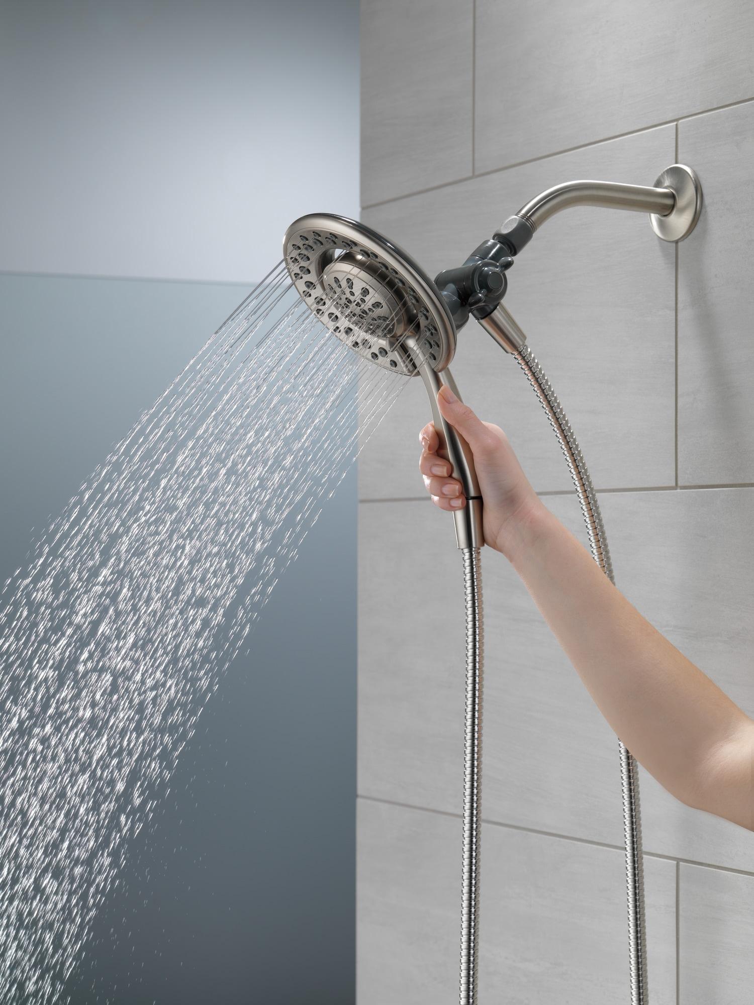 Spotshield Brushed Nickel Stainless Steel Dual Shower Head with Handheld