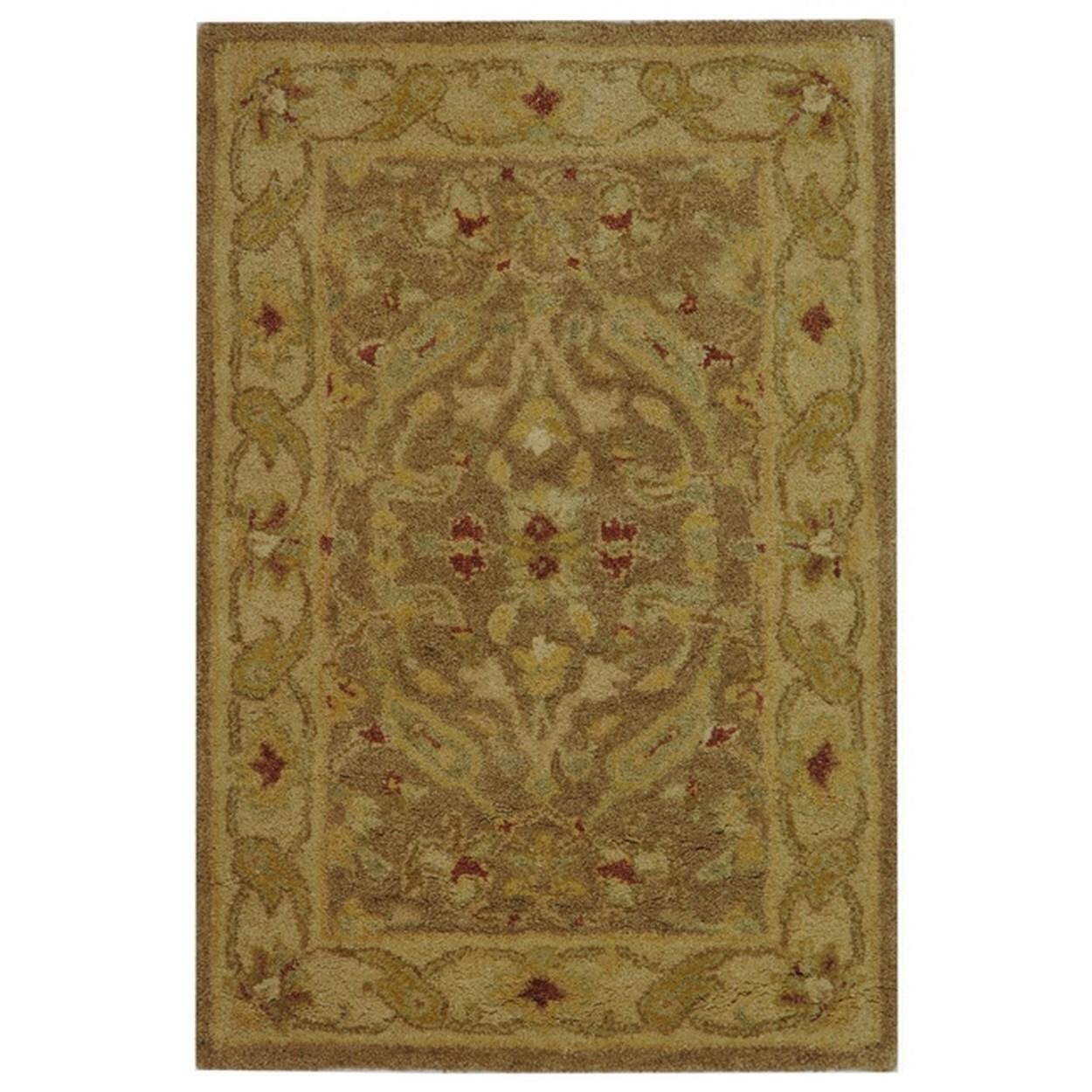 SAFAVIEH Antiquity Beaufort Traditional Floral Wool Area Rug, Brown/Gold, 2' x 3'