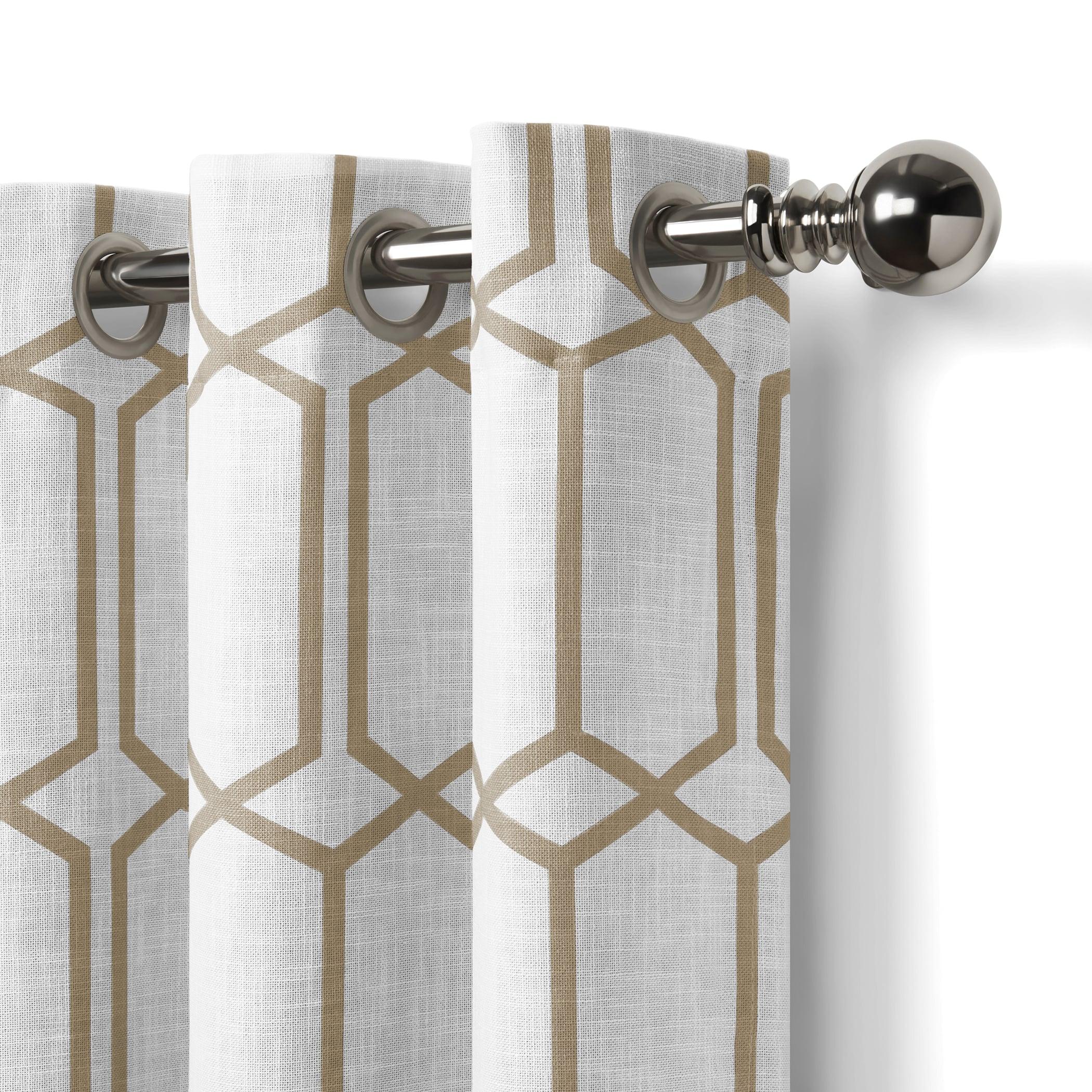 Kaiden Rustic Vogue Geometric Room Darkening Single Window Curtain Panel - 52" x 95" - Taupe - Elrene Home Fashions