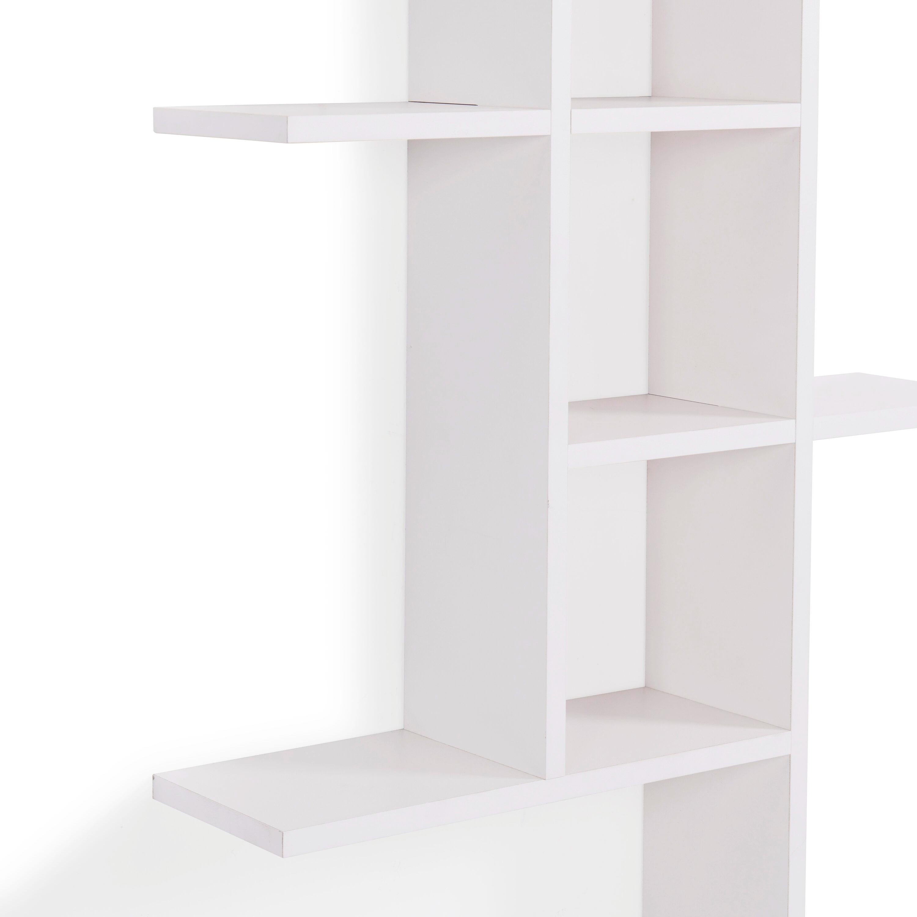 Danya B. 40" x 24" Cantilever Wall Shelf White: Modern Laminated MDF, 4-Tier Storage, Includes Mounting Hardware