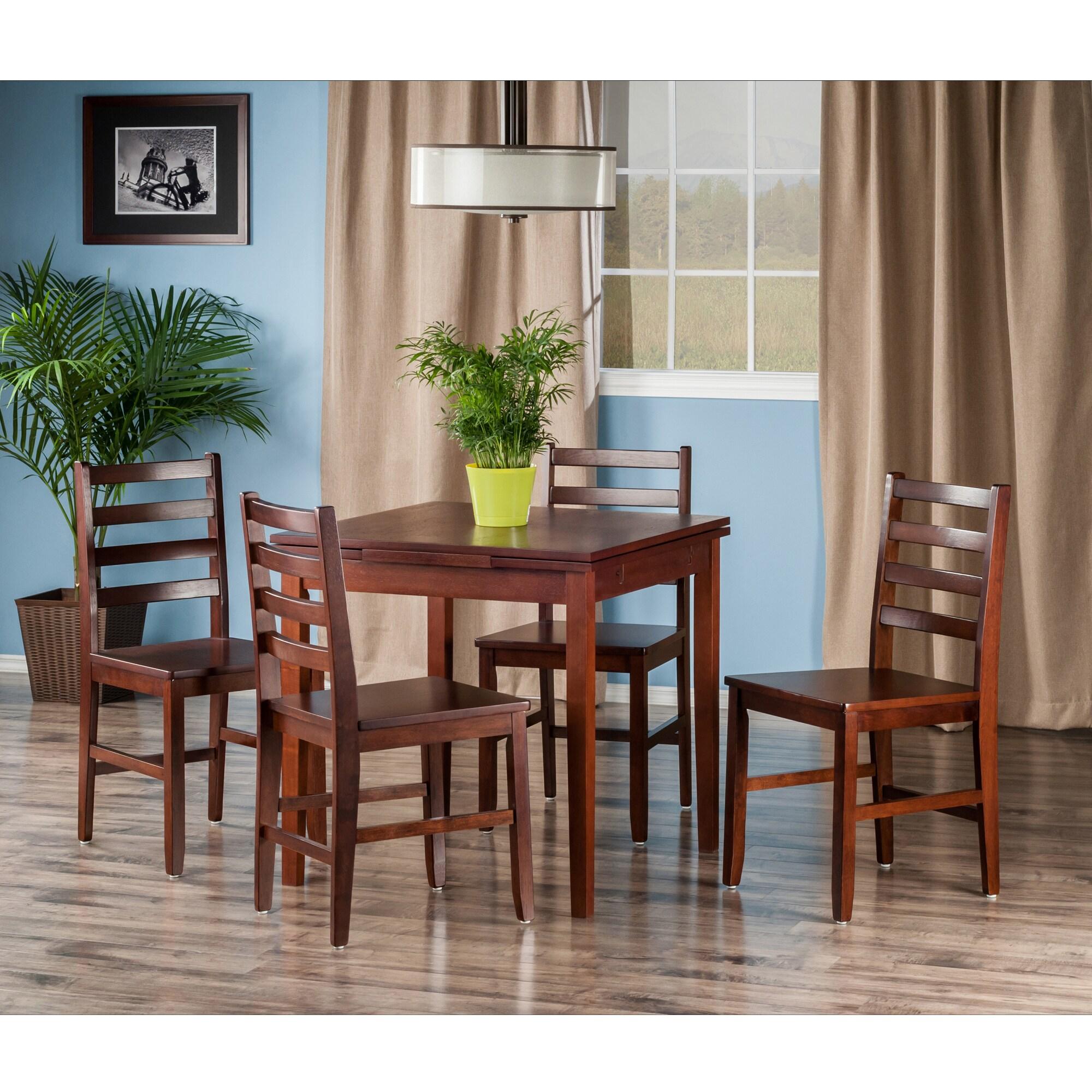 Winsome Wood Kingsgate 5-Pc Dining Set, Table & 4 Ladder Back Chairs, Walnut Finish