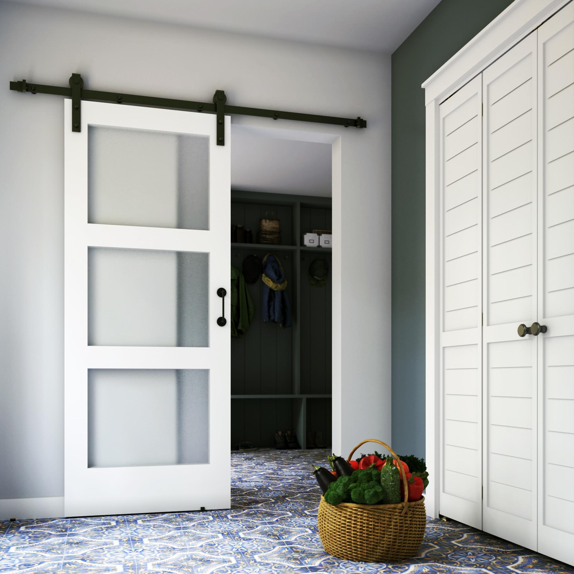EightDoors 72-in. Matte Black Barn Door Hardware Kit