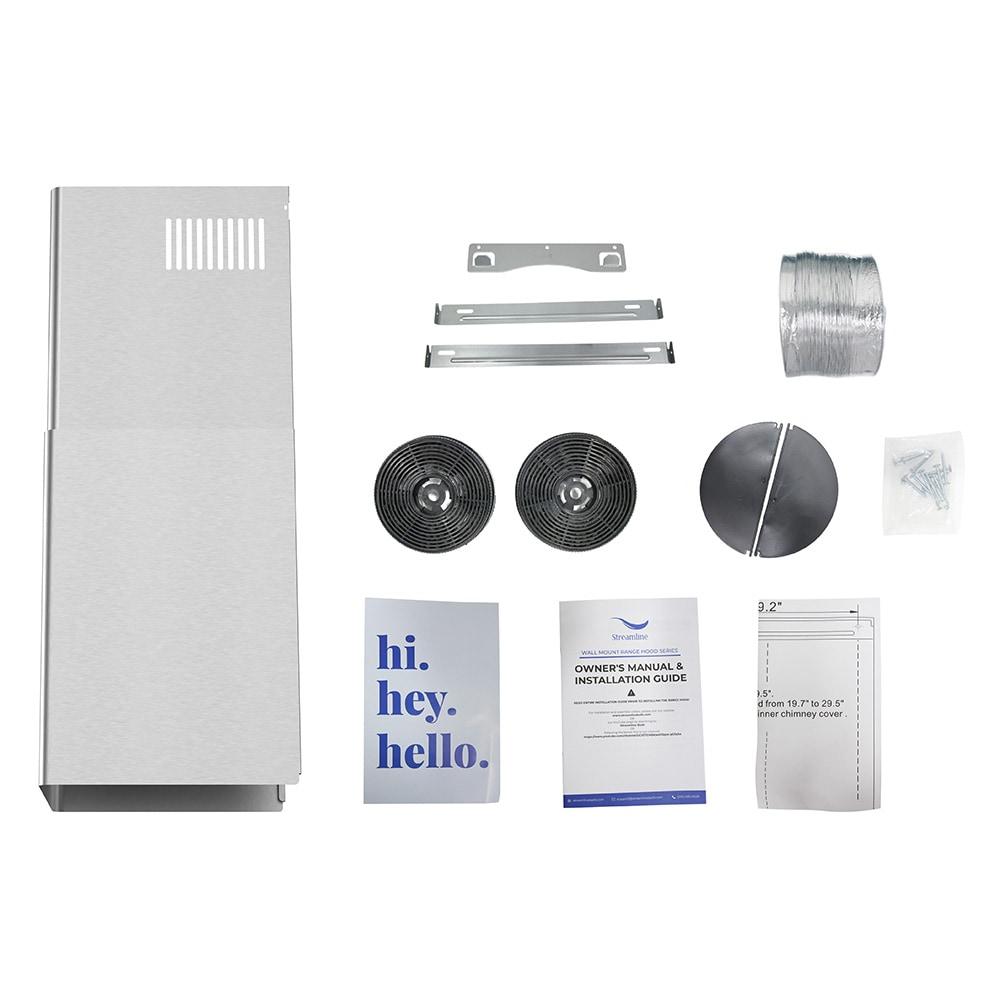 Streamline Largo 36" 220 Cubic Feet Per Minute Ductless Wall Mount Range Hood with Baffle Filter and Light Included