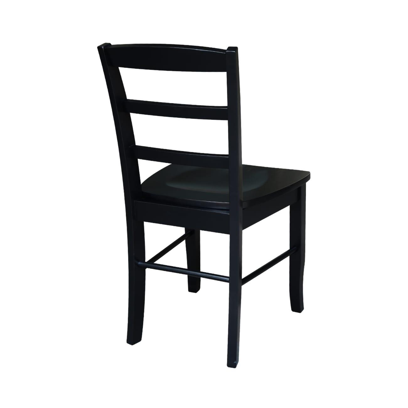 Set of 2 Madrid Ladderback Chairs Black - International Concepts: Solid Wood, Armless, Transitional Style