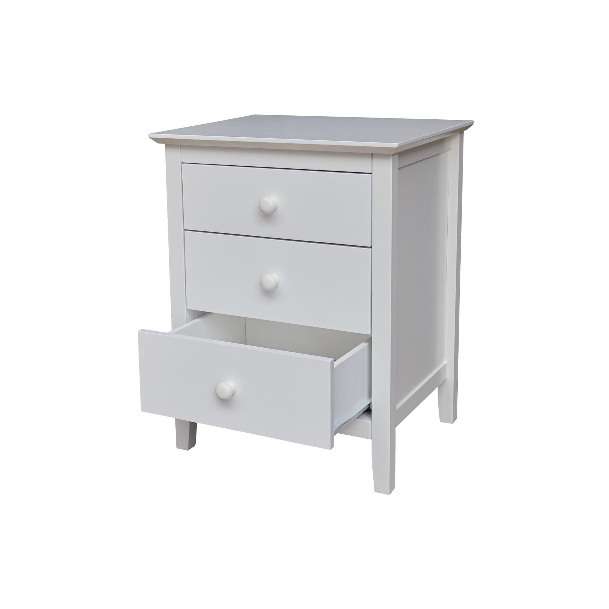 International Concepts Solid Wood Bedroom Nightstand with 3 Drawers, White