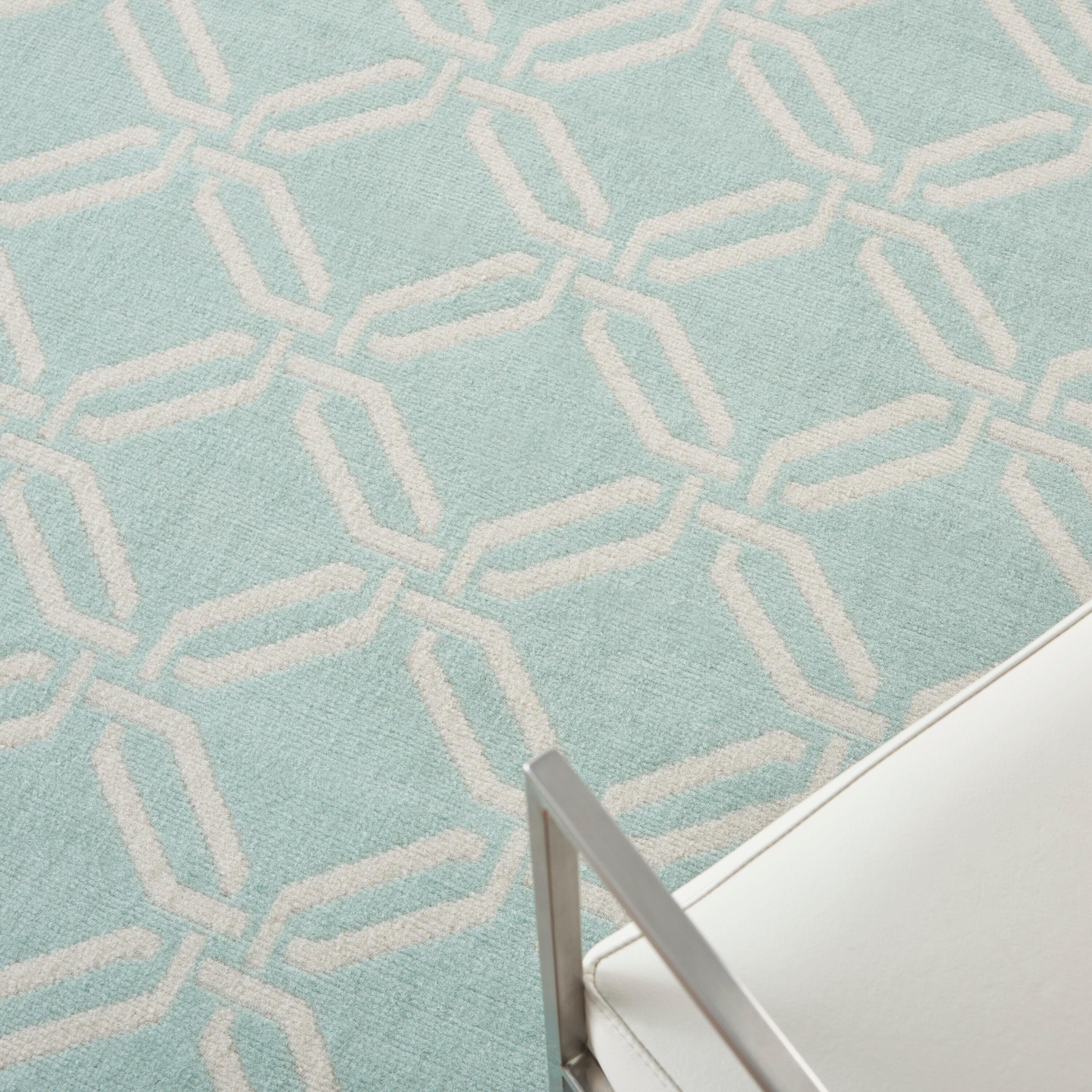 Nourison Jubilant Modern Trellis Green 6' x 9' Area Rug, (6' x 9')