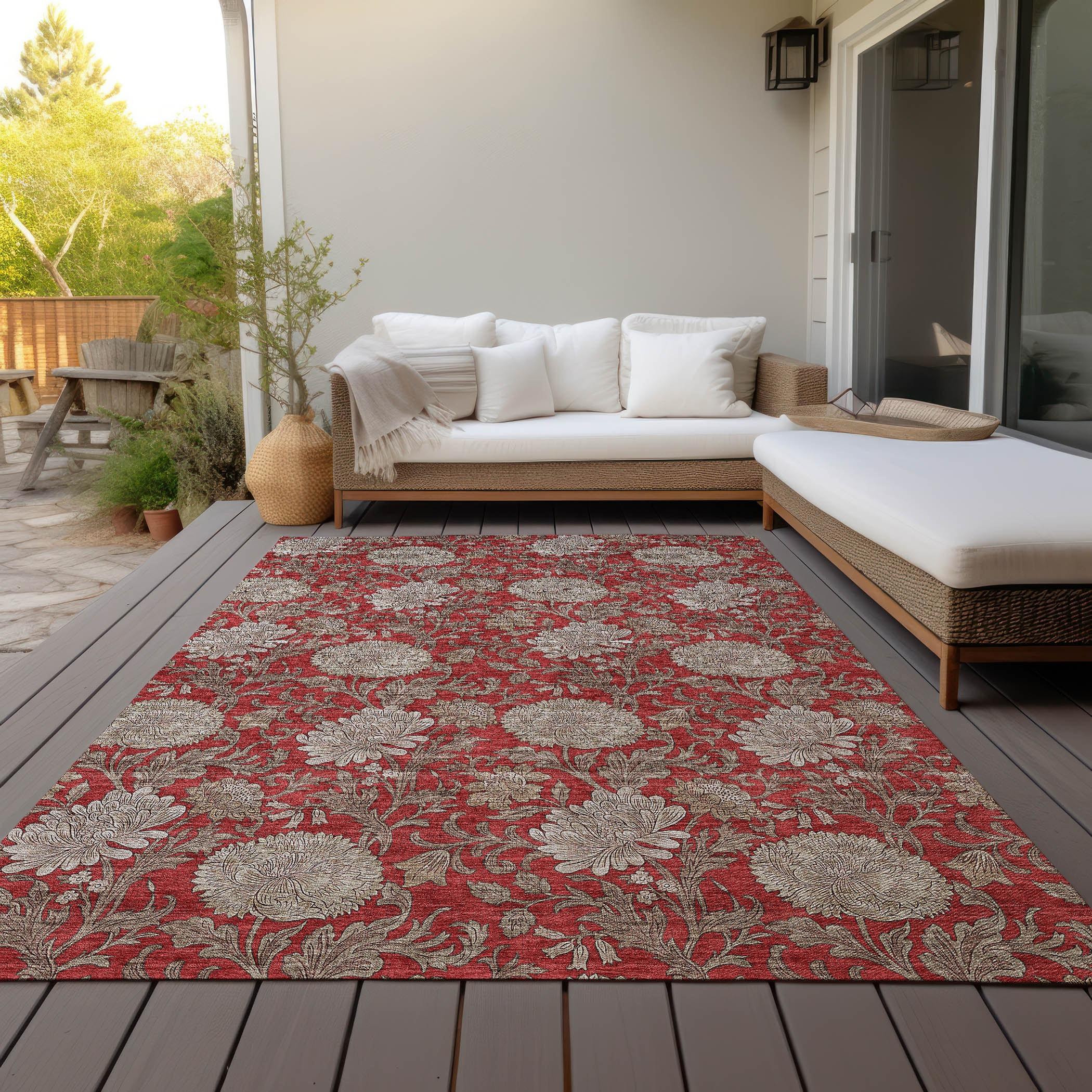 Addison Rugs Machine Washable Indoor/ Outdoor Chantille Floral Rug Red - 2'6" x 3'10"