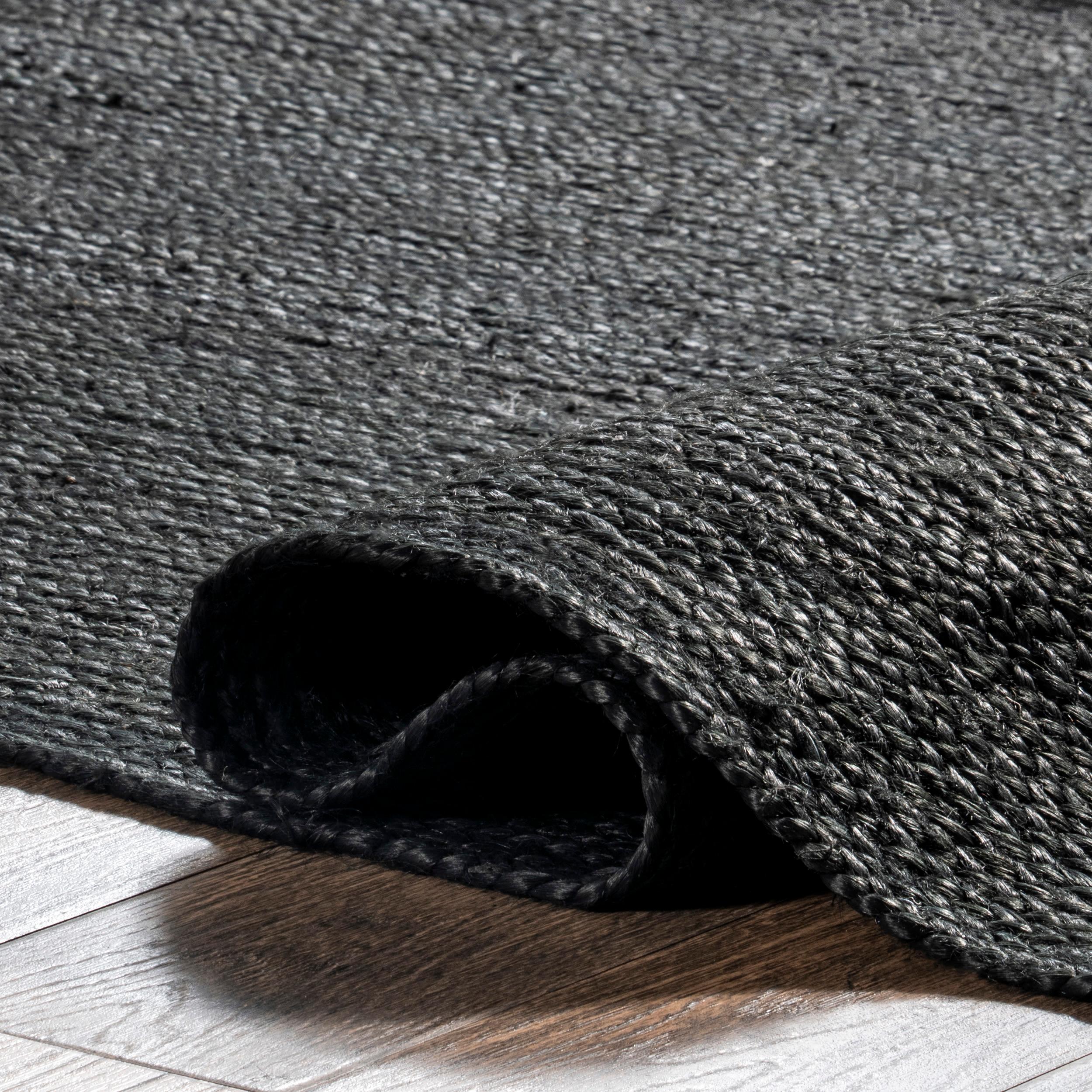 nuLOOM Rigo Hand Woven Jute Black 4' Farmhouse Round Rug