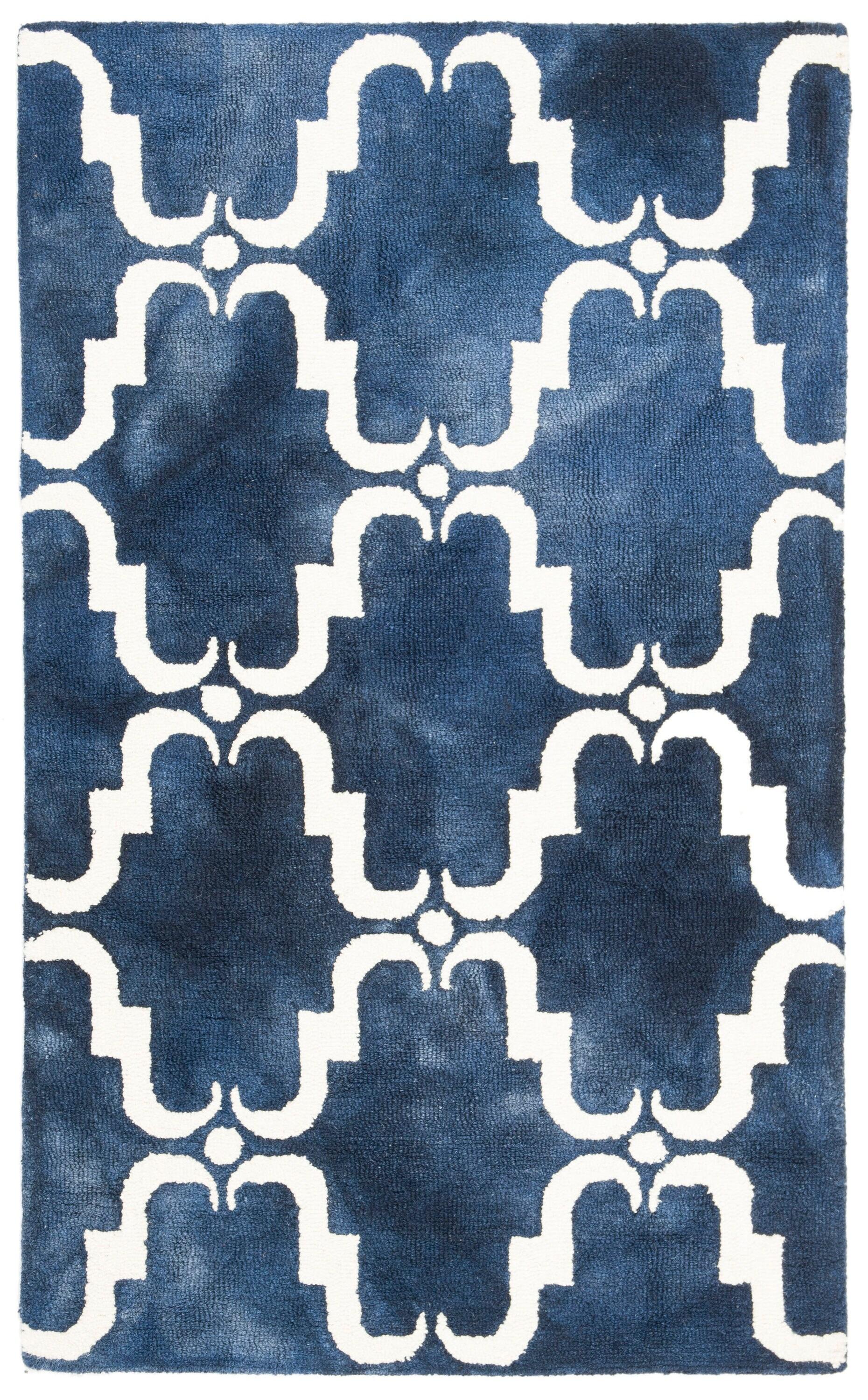 Dip Dye DDY536 Hand Tufted Area Rug - Navy/Ivory - 4'x6' - Safavieh.