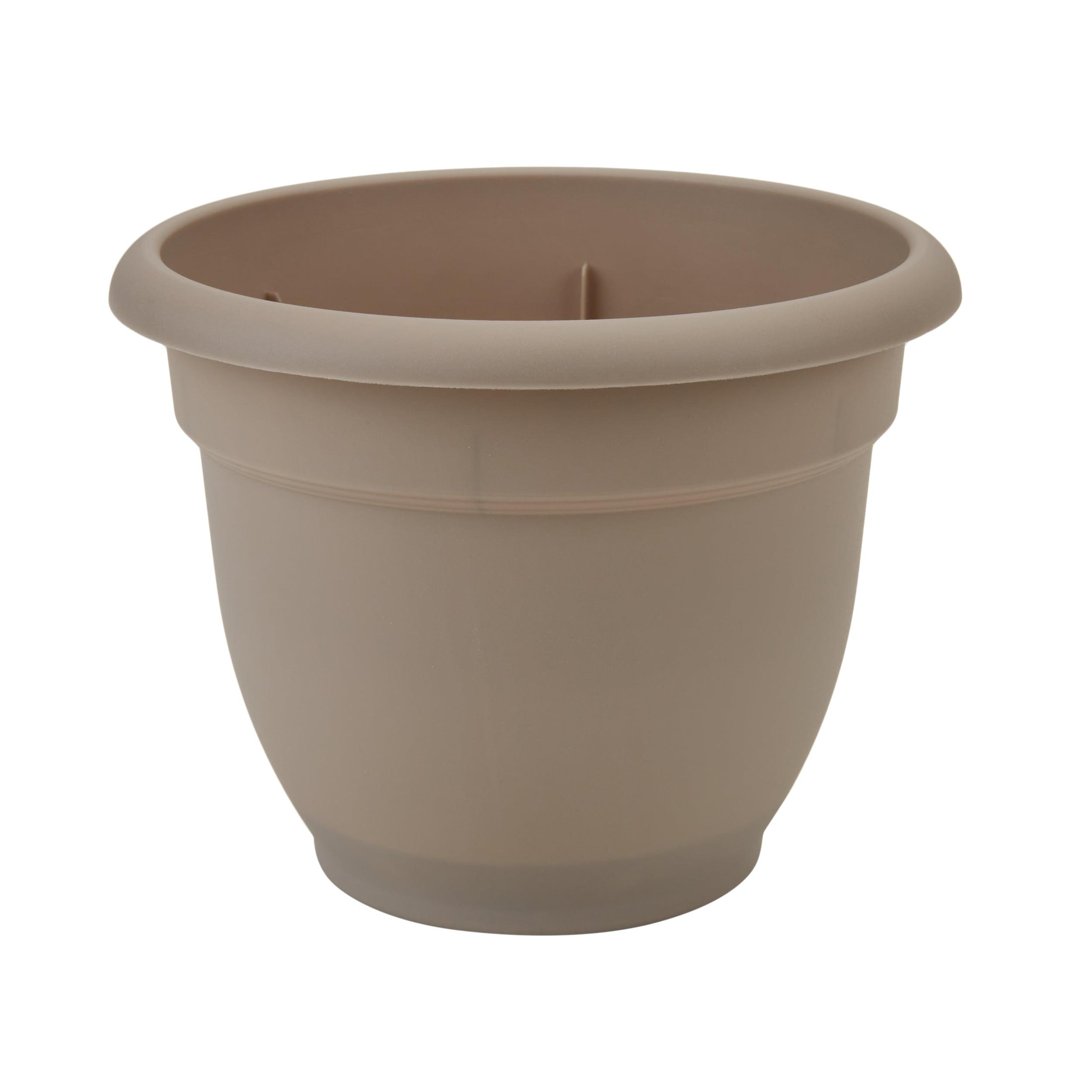 Pebble Stone Beige 6.5" Self-Watering Round Planter for Indoor & Outdoor