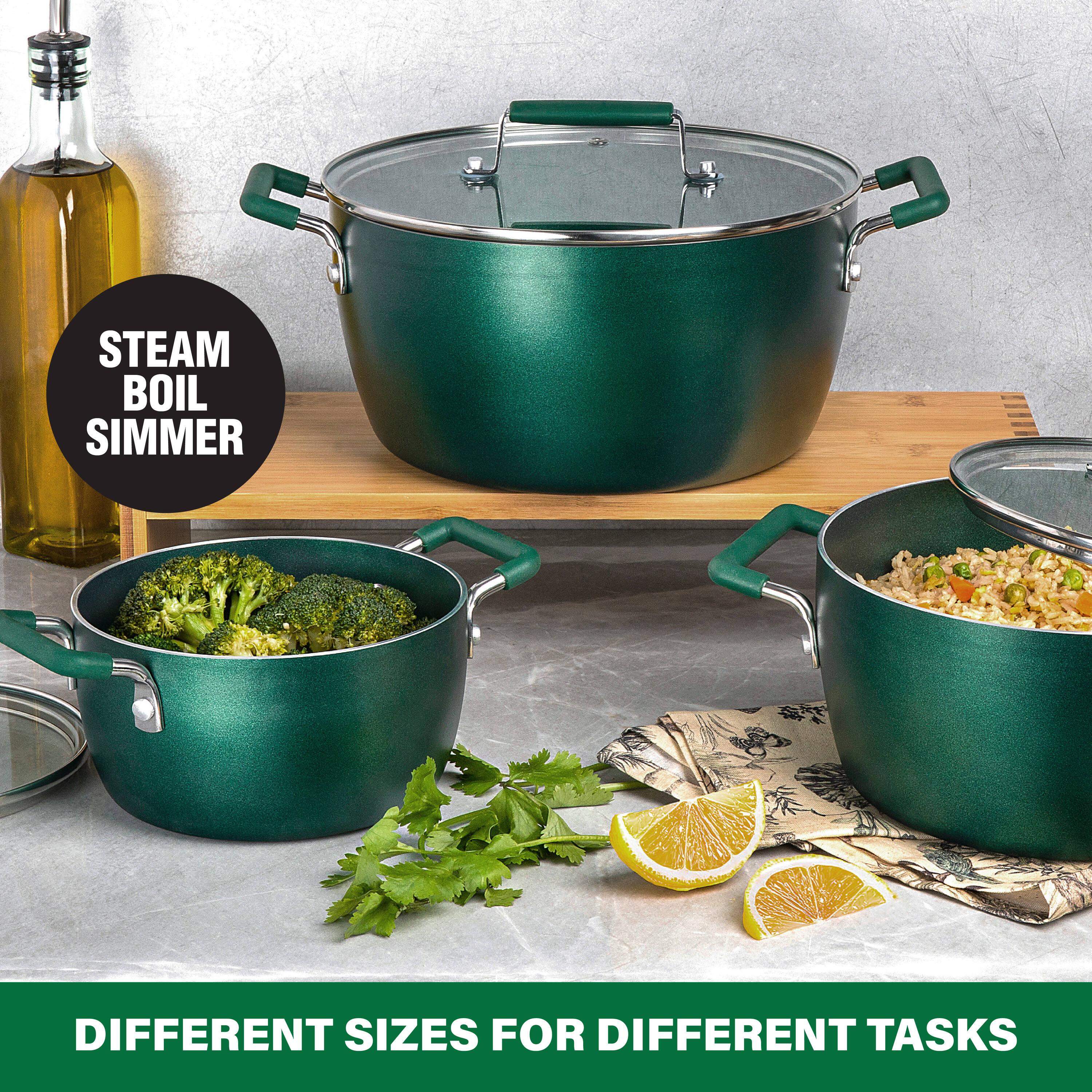 Granitestone 6 Piece Stackable Nonstick Nesting Pots with Lids, Dishwasher Safe