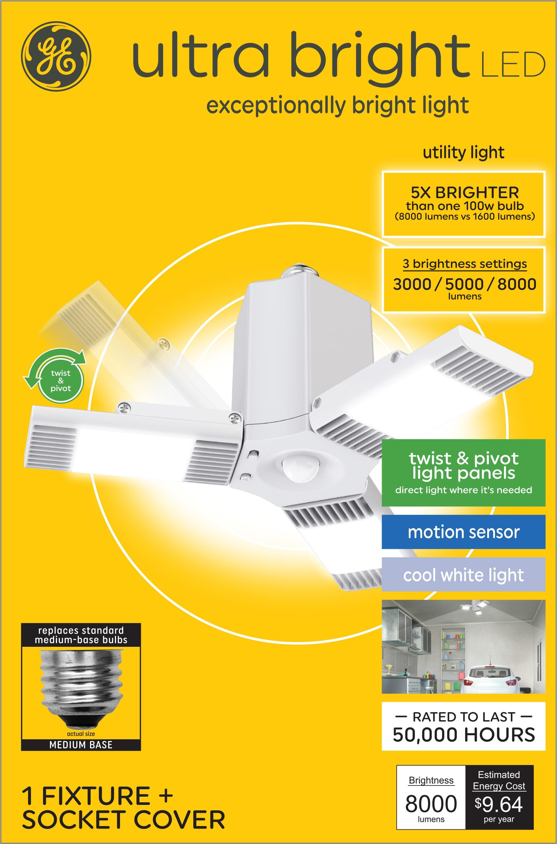 GE Ultra Bright Cool White Utility Light Fixture: LED Garage & Utility Room Light, 8000 Lumens, 80W, Energy Star Certified